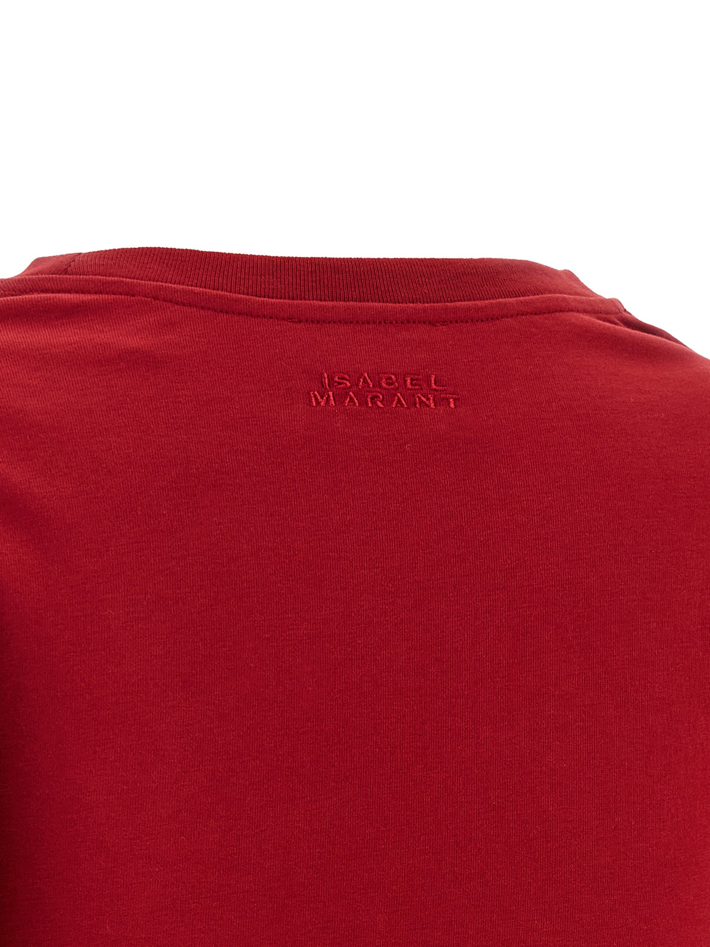 Dress by Isabel Marant for women in organic cotton multicolor & red features a dramatic silhouette, showcasing an elegant and that flows into a dramatic short mini.