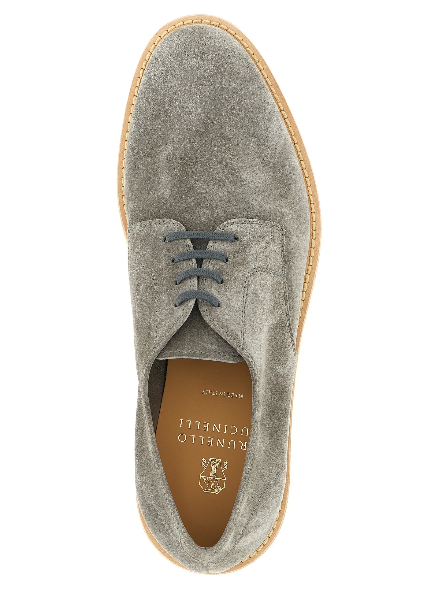 Derby Lace-Up Shoes by Brunello Cucinelli for men in calf leather & rubber gray features an dynamic silhouette from the Men's Calf Leather & Rubber Derby Lace-Up Shoes collection, defined by a dynamic and for a dynamic look.
