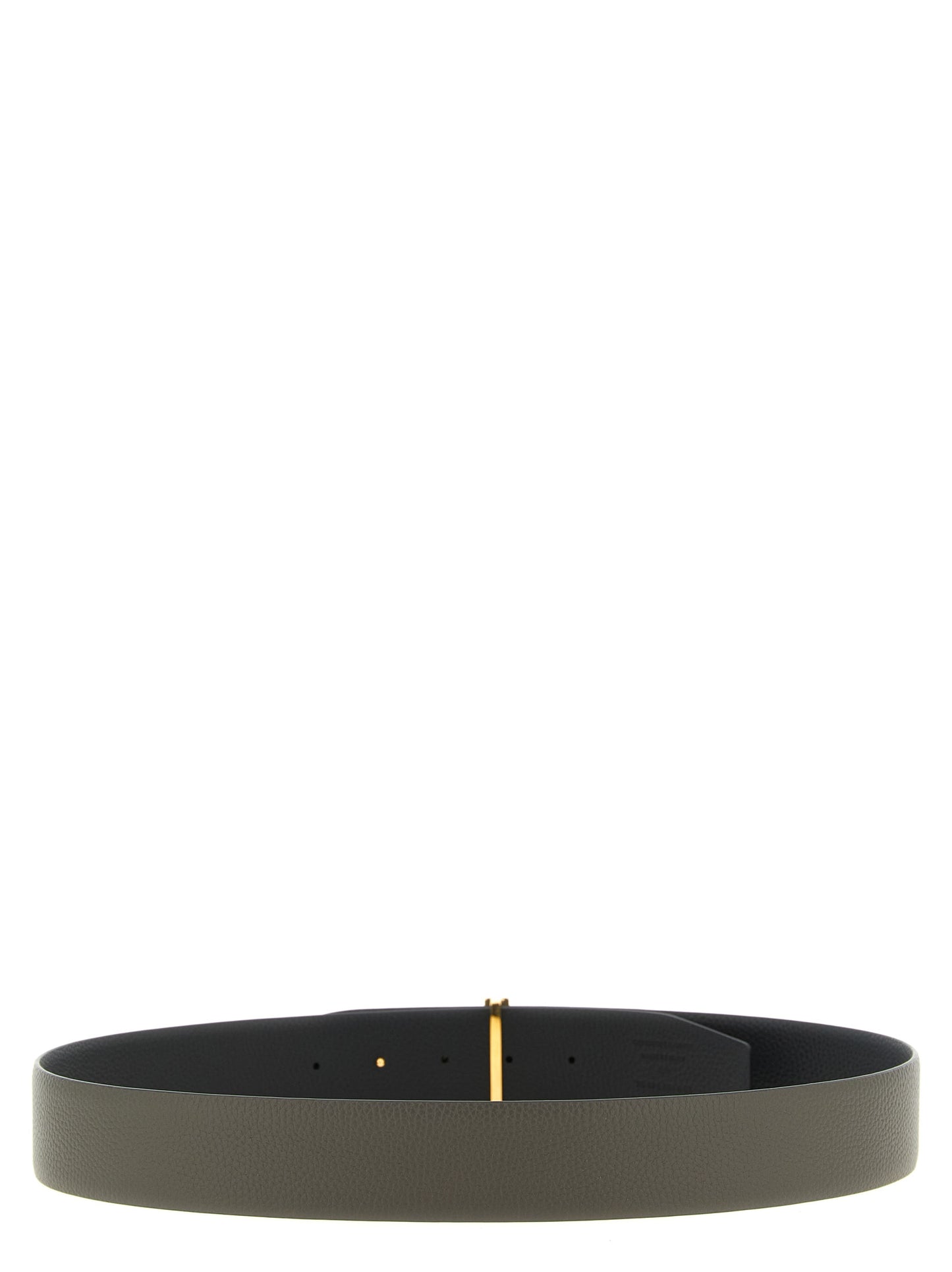 Belt by Tom Ford for men in calfskin & brass black, gold, gray & multicolor features an artisanal finish, elegantly showcasing the signature style and artisanal craftsmanship of the Calfskin & Brass Belt design.
