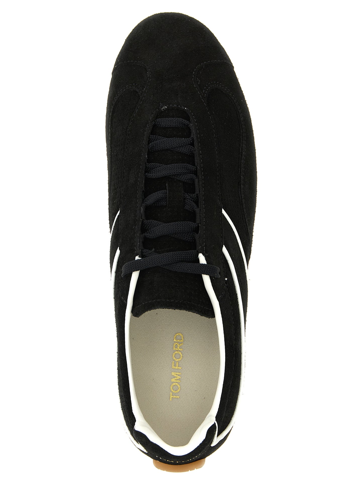 Sneakers by Tom Ford for men in suede calfskin leather & polyester bicolour, black & white features an timeless silhouette from the Men's Fashion Suede Calfskin Leather & Polyester Sneakers collection, showcasing a signature fashion style with an timeless finish.