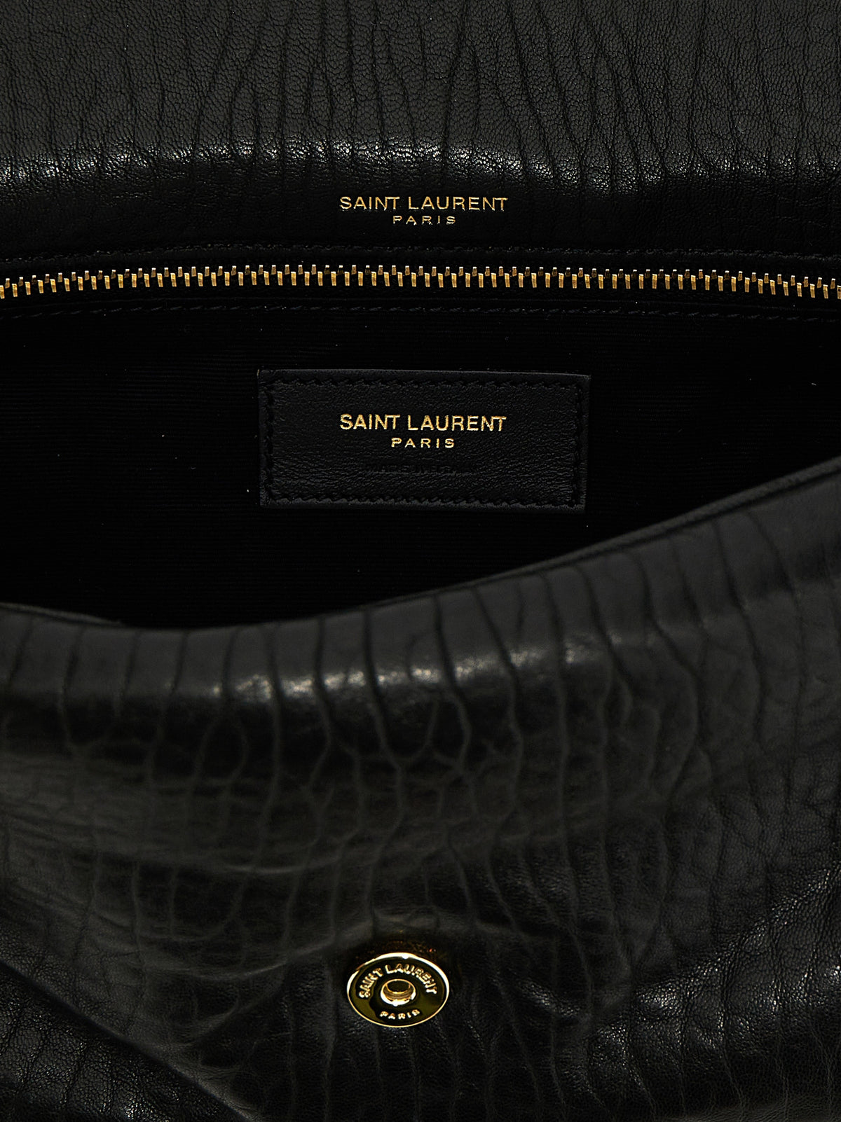 Saint Laurent Leather & Metal Quilted Shoulder Flap Bag - Black