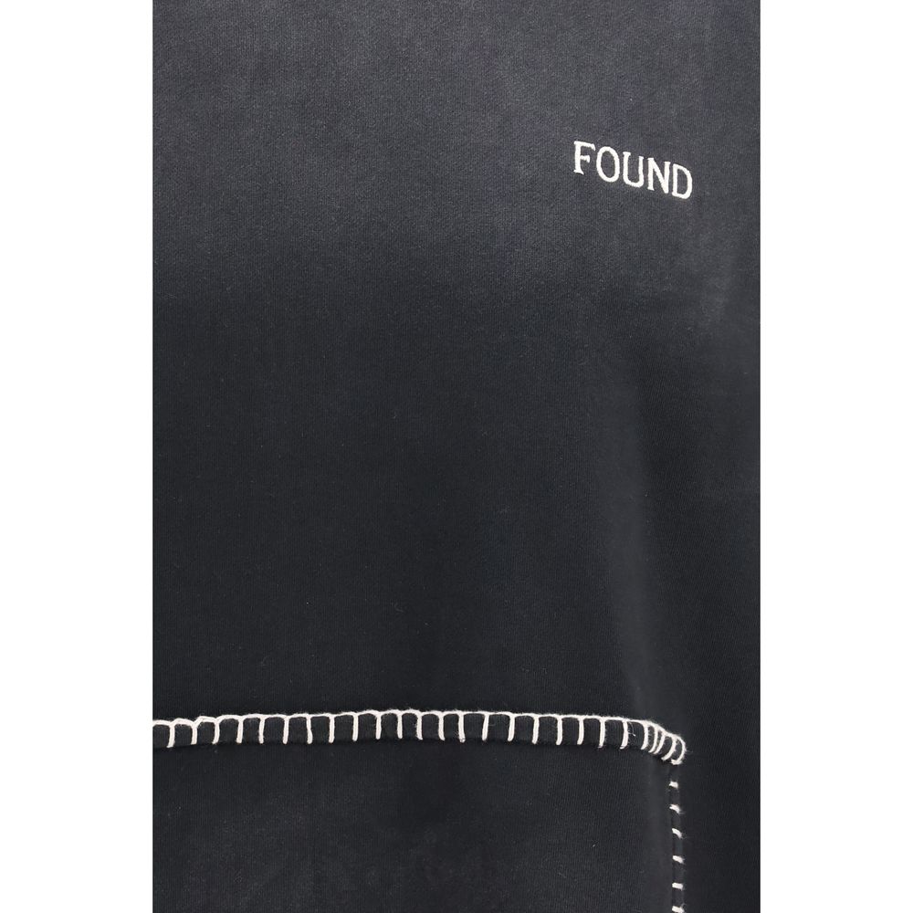 Sweatshirt Hoodie by FOUND for men in cotton black & signature showcases a city-ready silhouette, artfully detailed with a signature and for a city-ready finish.