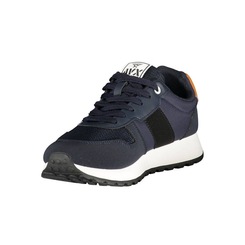 Athletic Sneakers by Avirex for men in polyester & polyurethane black, blue & brown presents a sleek silhouette, perfectly capturing the athletic style essence of Men's Athletic Polyester & Polyurethane Sneakers with its sleek design and premium finish.
