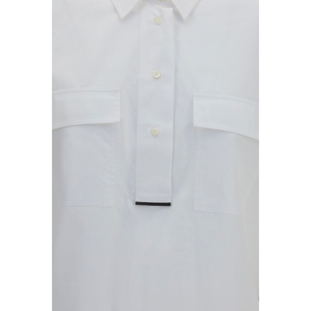 Dress Shirt by Brunello Cucinelli for women in cotton white features an polished silhouette, showcasing a sophisticated and detail for a truly polished finish.