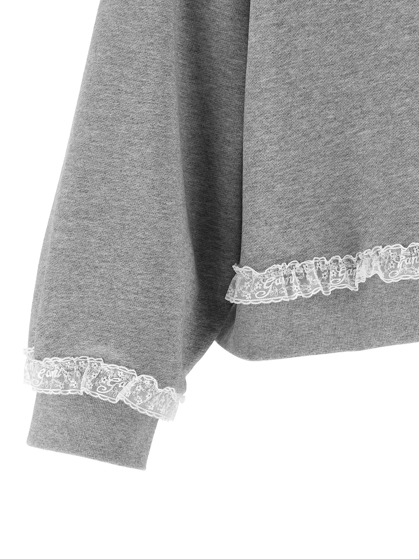 Ganni Heart Women's Relaxed Fit Round Neck Organic Cotton Activewear Sweatshirt - Gray