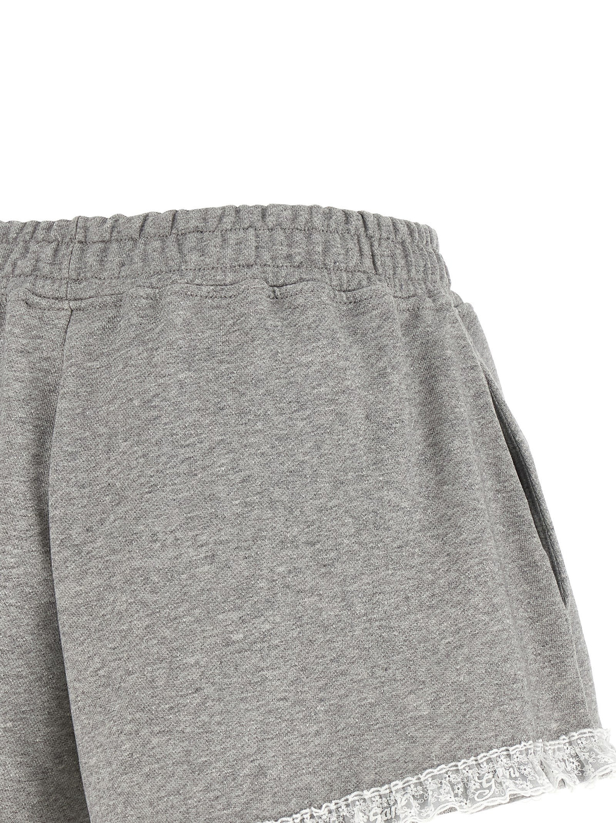 Ganni Essence Heather Women's Flared Organic Cotton & Lace Bermuda Shorts - Gray White