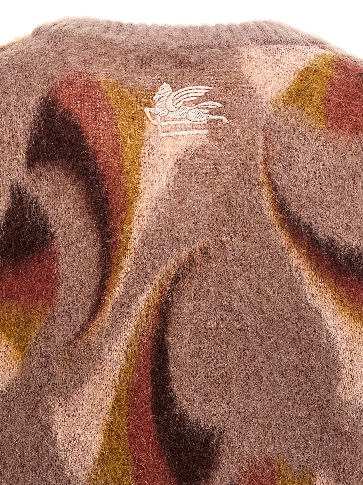 Etro Men's V Neck Mohair Wool & Polyolefin Cardigan - Multicolor Patterned