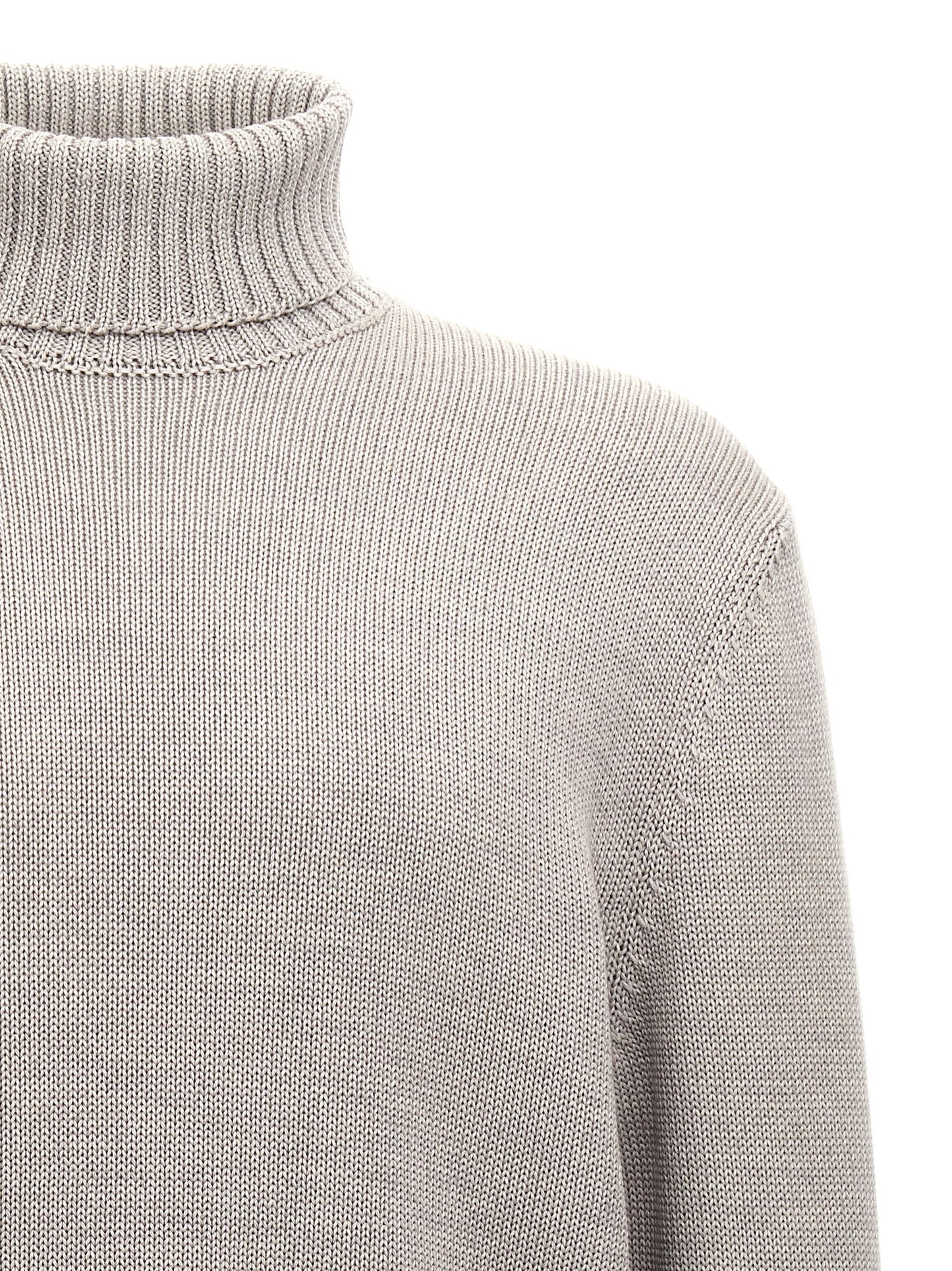 ZANONE Men's Turtleneck Virgin Wool Cardigan - Gray