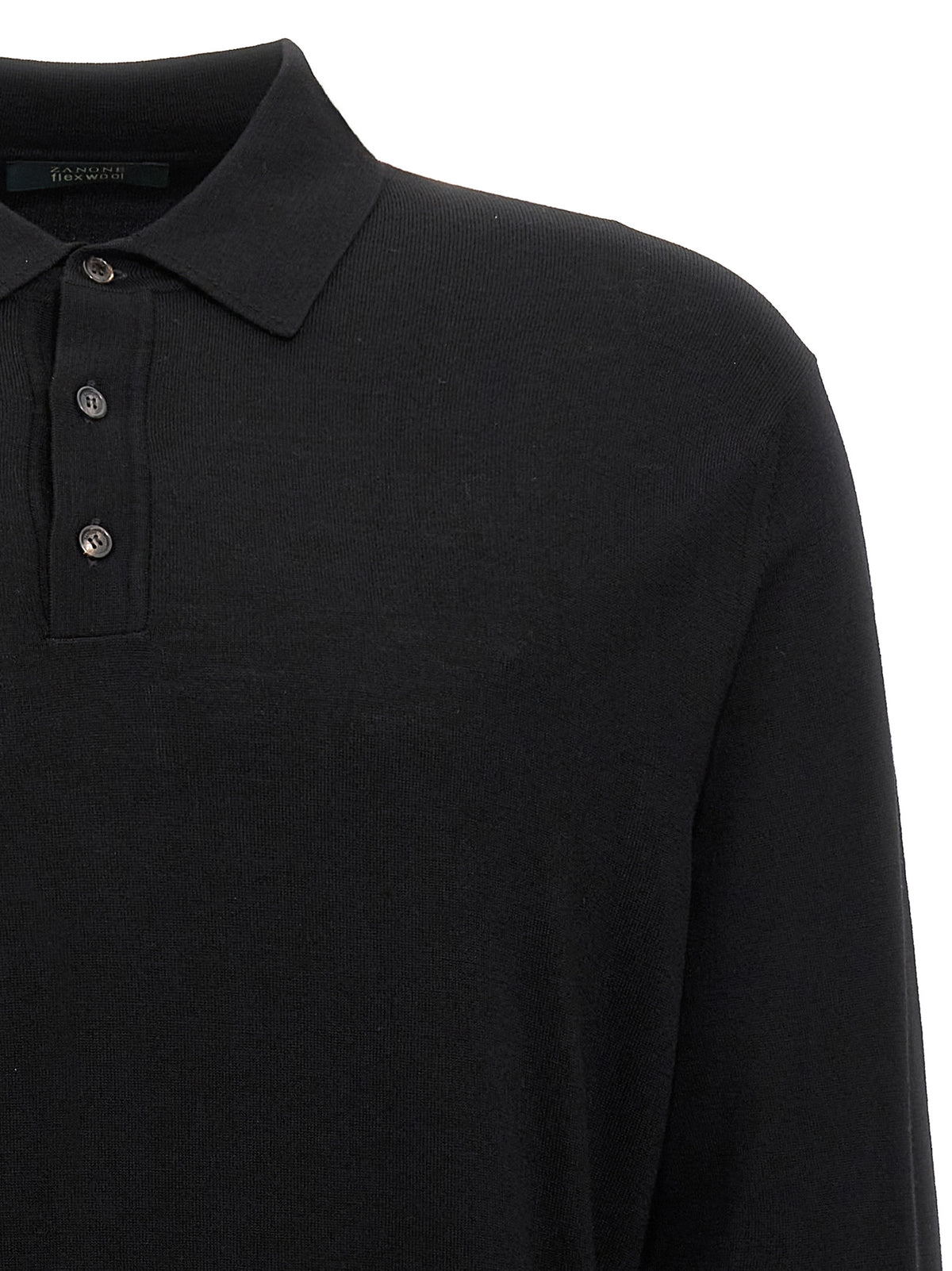 ZANONE Essence Men's Plush Polyamide & Virgin Wool Polo Shirt - Black