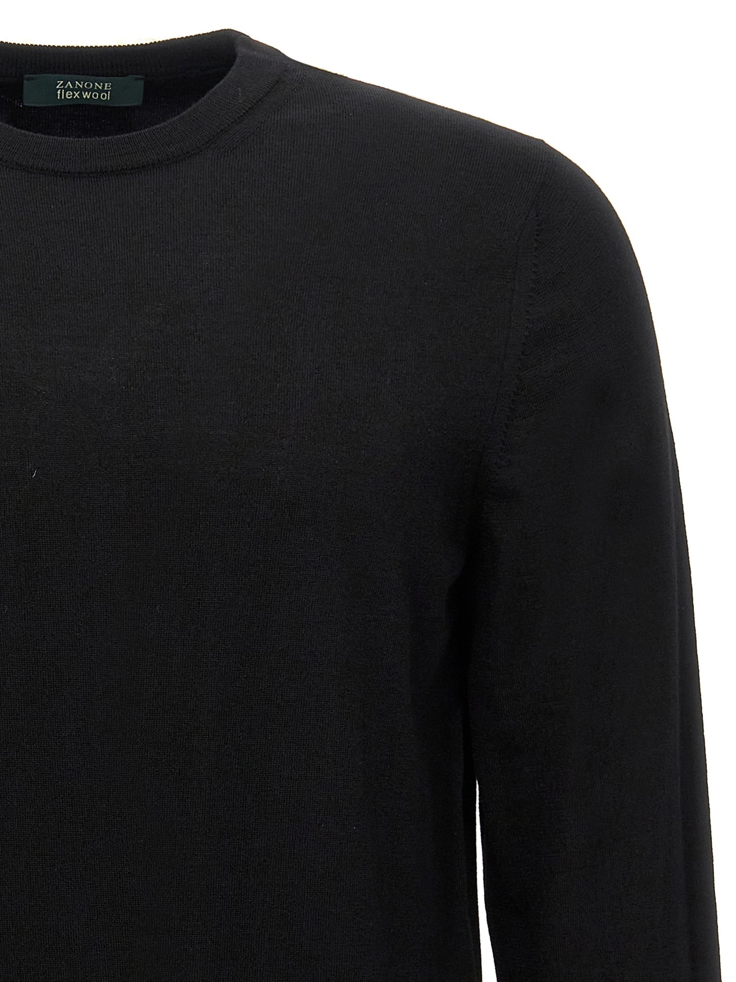 ZANONE Men's Crew Neck Polyamide & Virgin Wool Cardigan - Black
