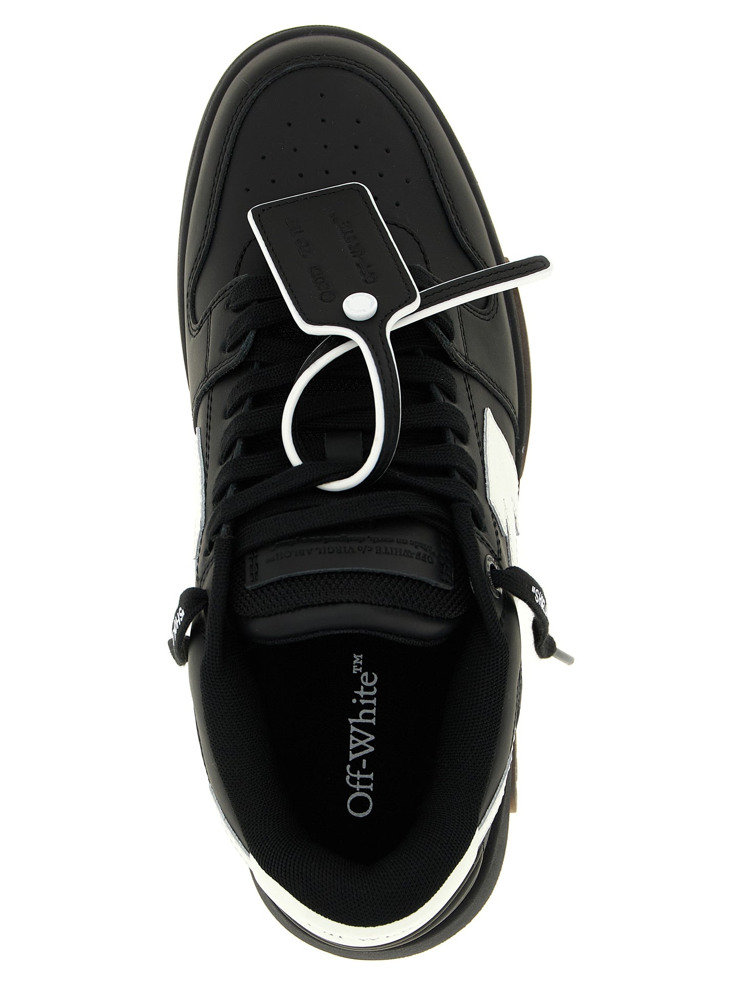 Sneakers by Off-White for men in polyester rubber leather bicolour, black, white & signature presents a impeccable silhouette as Men's Low Top Polyester Rubber Leather Sneakers, expertly defined by a impeccable low-top style for a impeccable, high-fashion look.