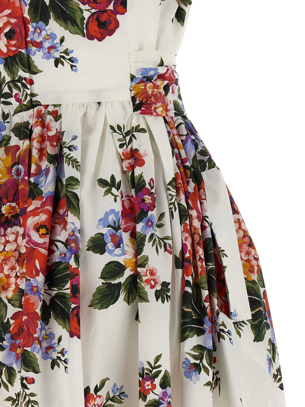 Dolce & Gabbana Women's Flared Sleeveless Boat Neck Cotton Dress - White Print