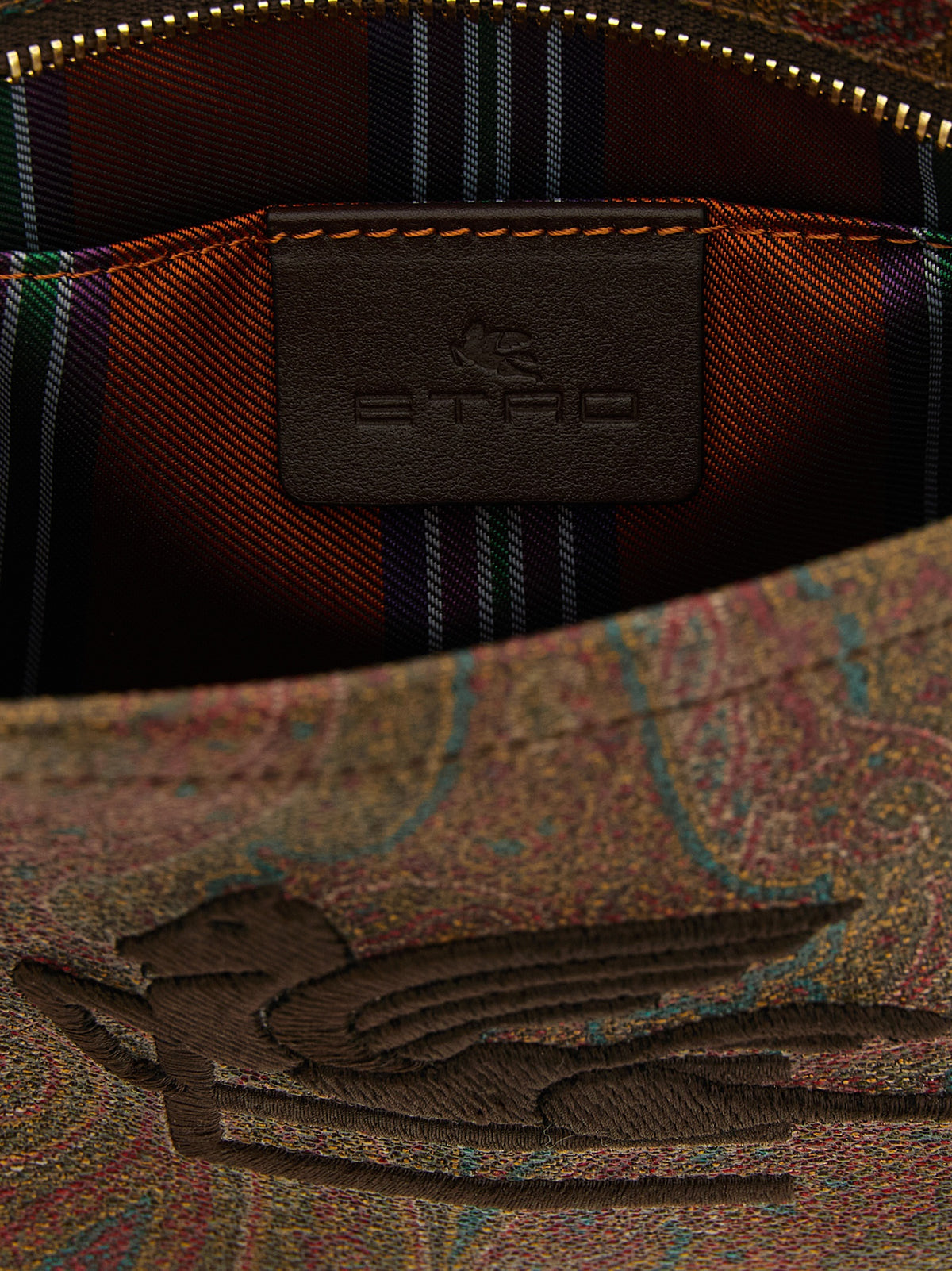 Etro Arnica Pegaso Leather & Poly Cotton Shoulder Clutch Handbag - Multicolor Paisley Jacquard