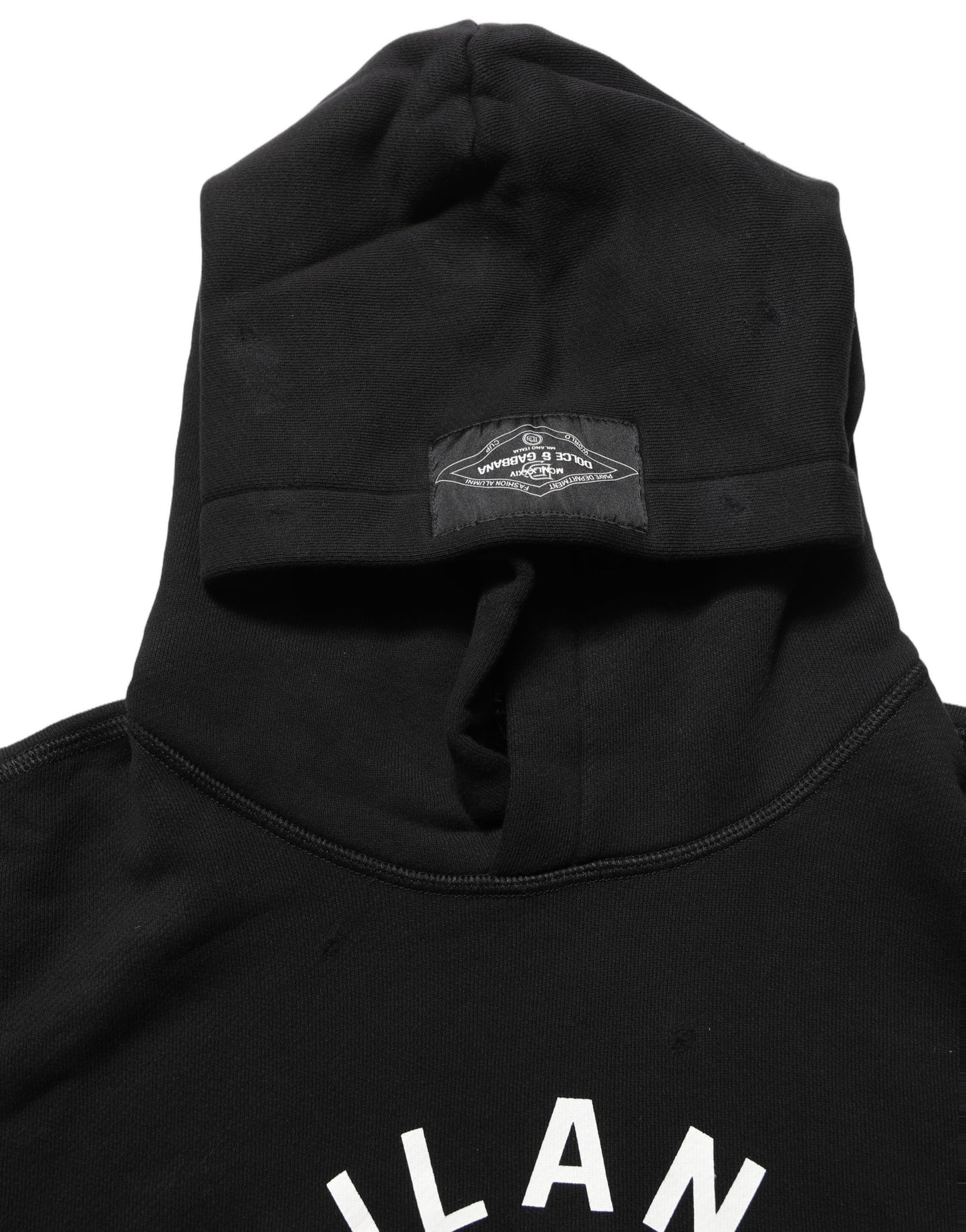 Dolce & Gabbana Black Cotton Milano1984 Print Hoodie Sweater