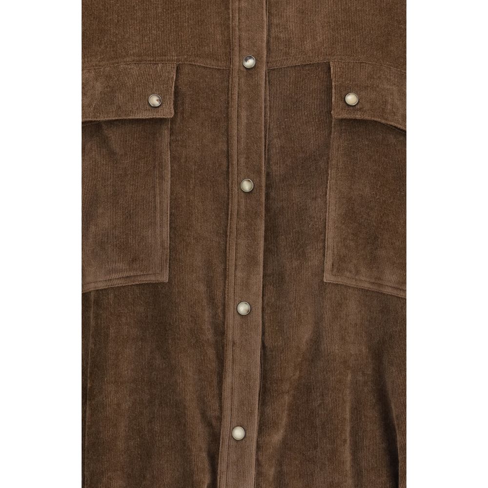 Brunello Cucinelli Women's Regular Fit Cashmere Corduroy & Viscose Shirt - Brown Patterned