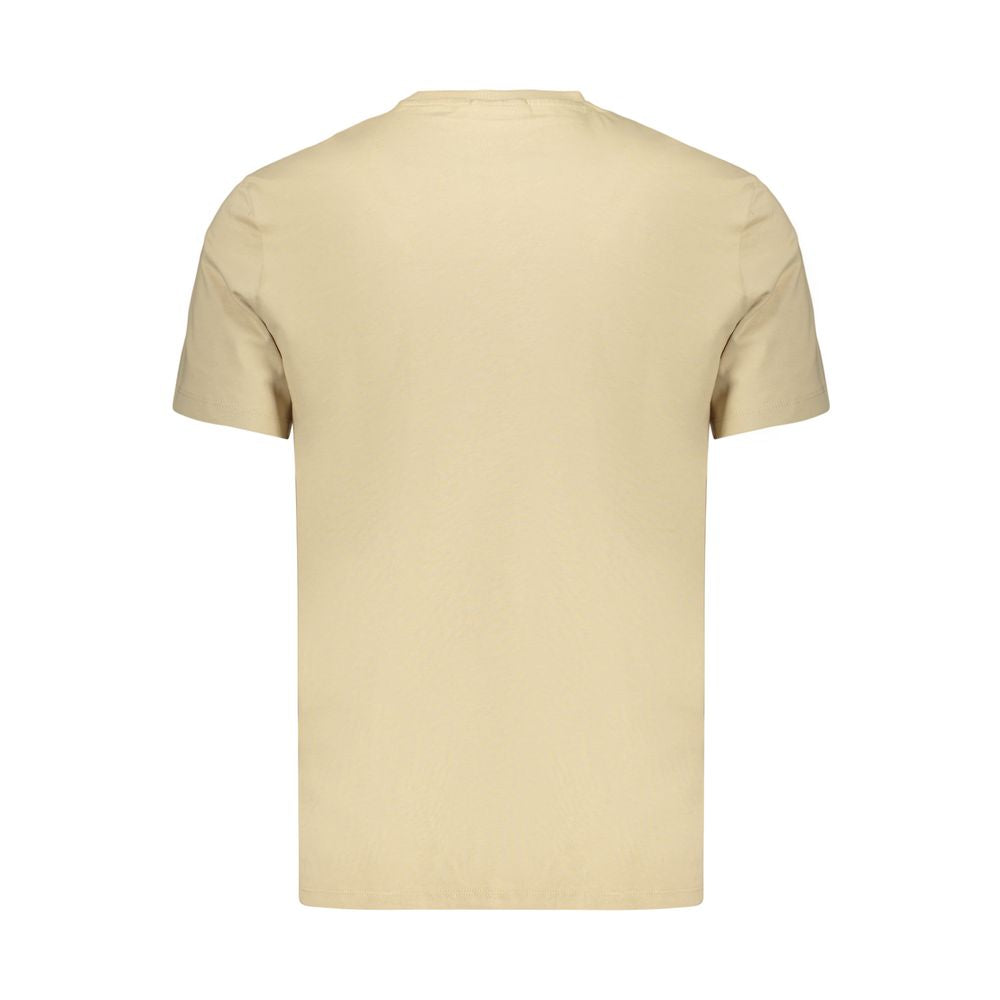 T-Shirt by Calvin Klein for men in cotton beige showcases a dramatic silhouette, elegantly detailed with a dramatic crew neckline and for a truly dramatic finish.