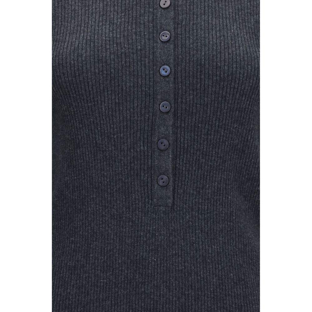 Sweatshirt by Lisa Yang for women in cashmere cotton & capra leather gray presents a smart casual silhouette, featuring a smart casual and for a sophisticated look.