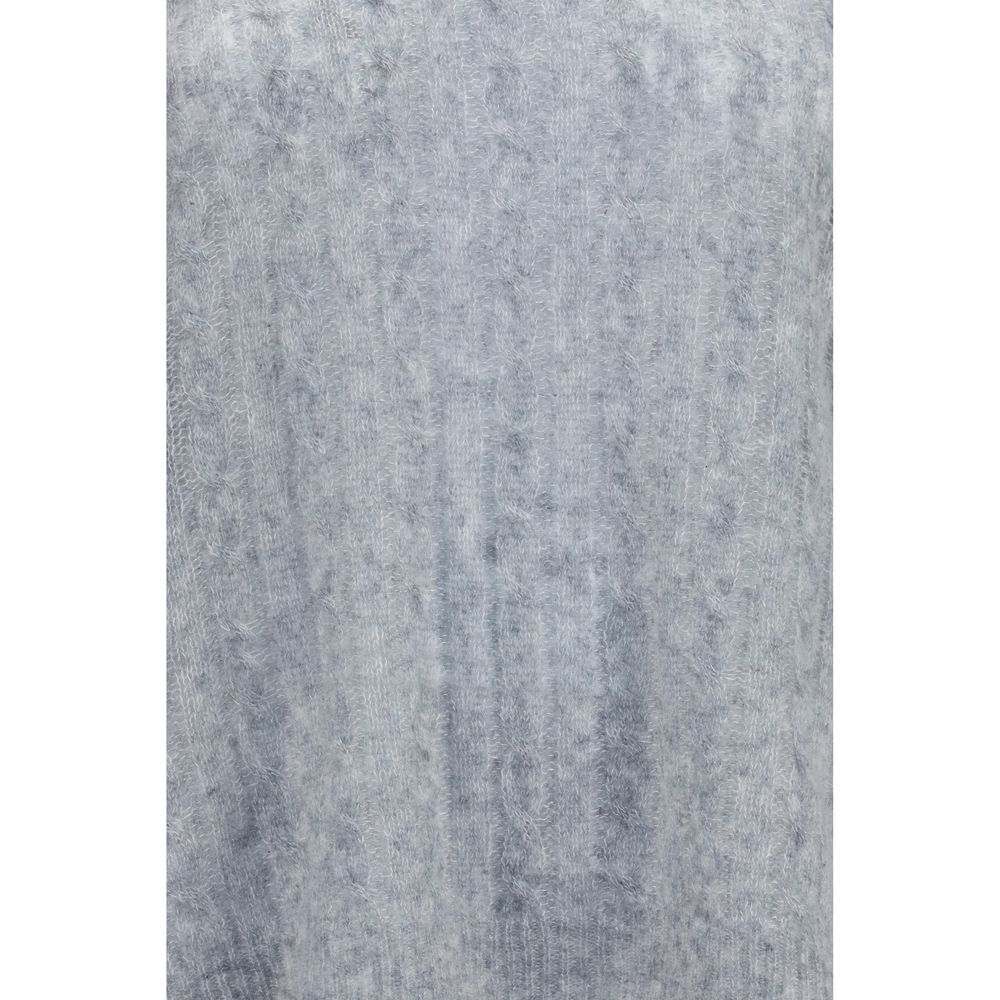Sweater by Lisa Yang for women in cashmere silk & capra leather gray & signature showcases a downtown chic silhouette, artfully finished with a downtown chic and for a sophisticated, high-end look.