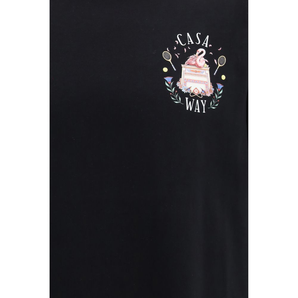 Activewear T-Shirt by Casablanca for men in cotton black & print features a versatile silhouette, showcasing a versatile and detailed with high-performance for a premium look.