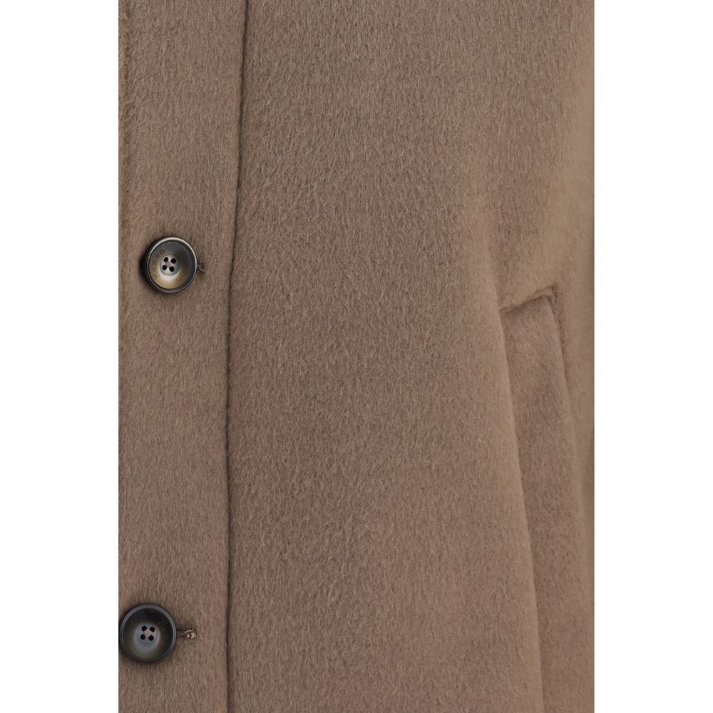 Hooded Overcoat by Herno for men in polyester & viscose brown showcases a enveloping silhouette, detailed with distinctive pockets & hooded and a enveloping hooded neckline.