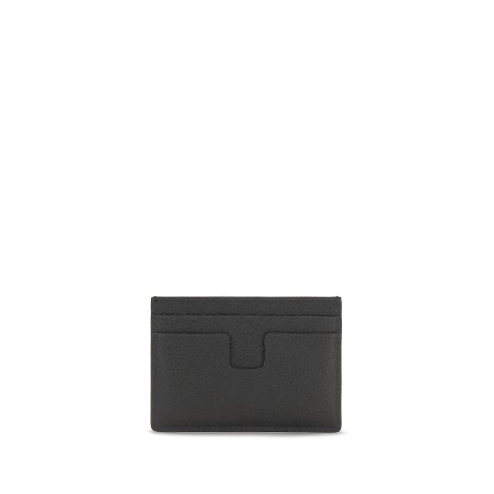 Cardholder Wallet by Tom Ford for men in bos taurus calf nubuck & pebbled leather black showcases a discerning silhouette, artfully capturing the essence of Bos Taurus Calf Nubuck & Pebbled Leather Cardholder Wallet with its functional card-organization bifold.