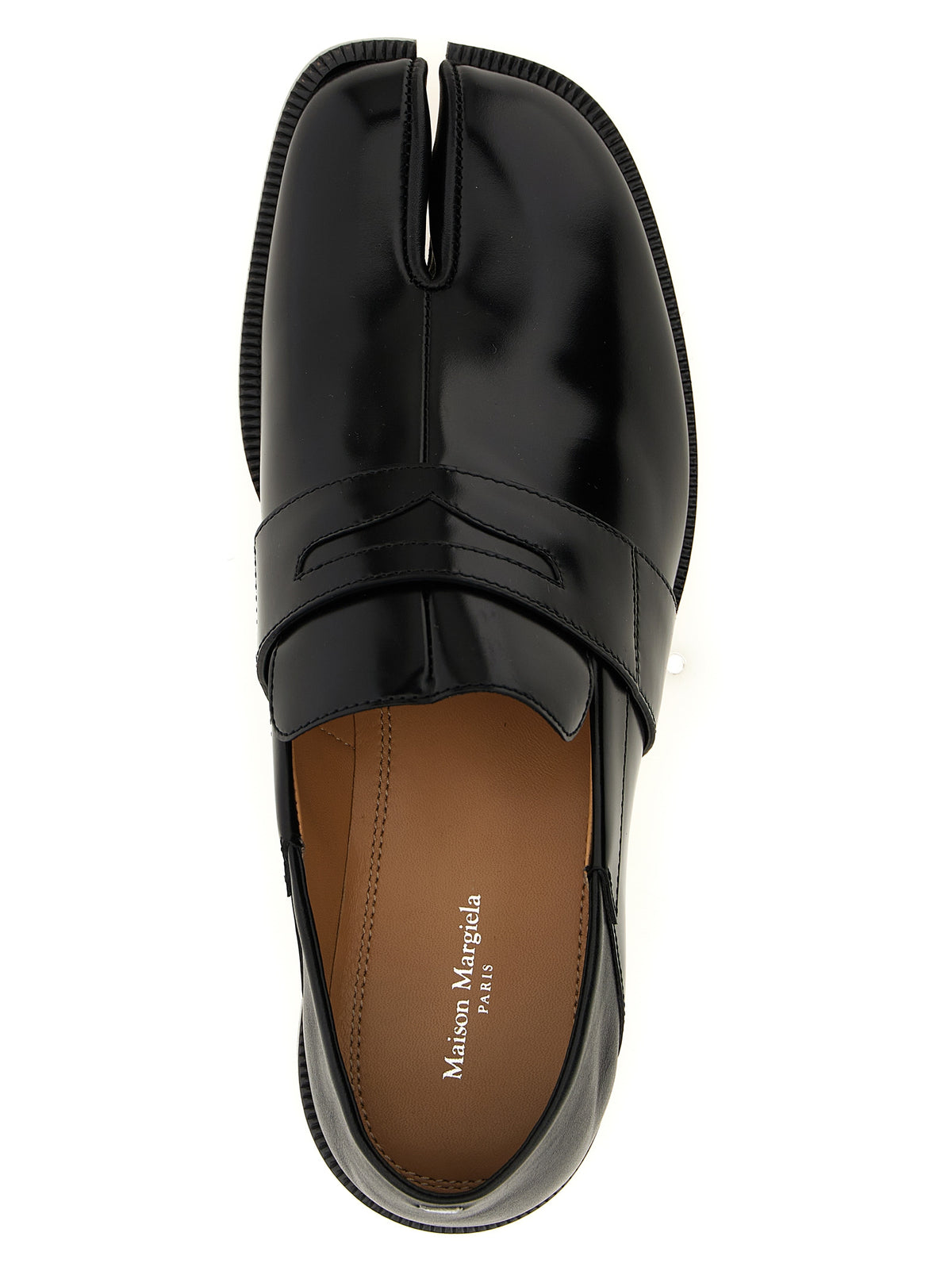 Maison Margiela Japanese Women's Calfskin Leather Flat Loafer Slip-On Sock Shoes - Black