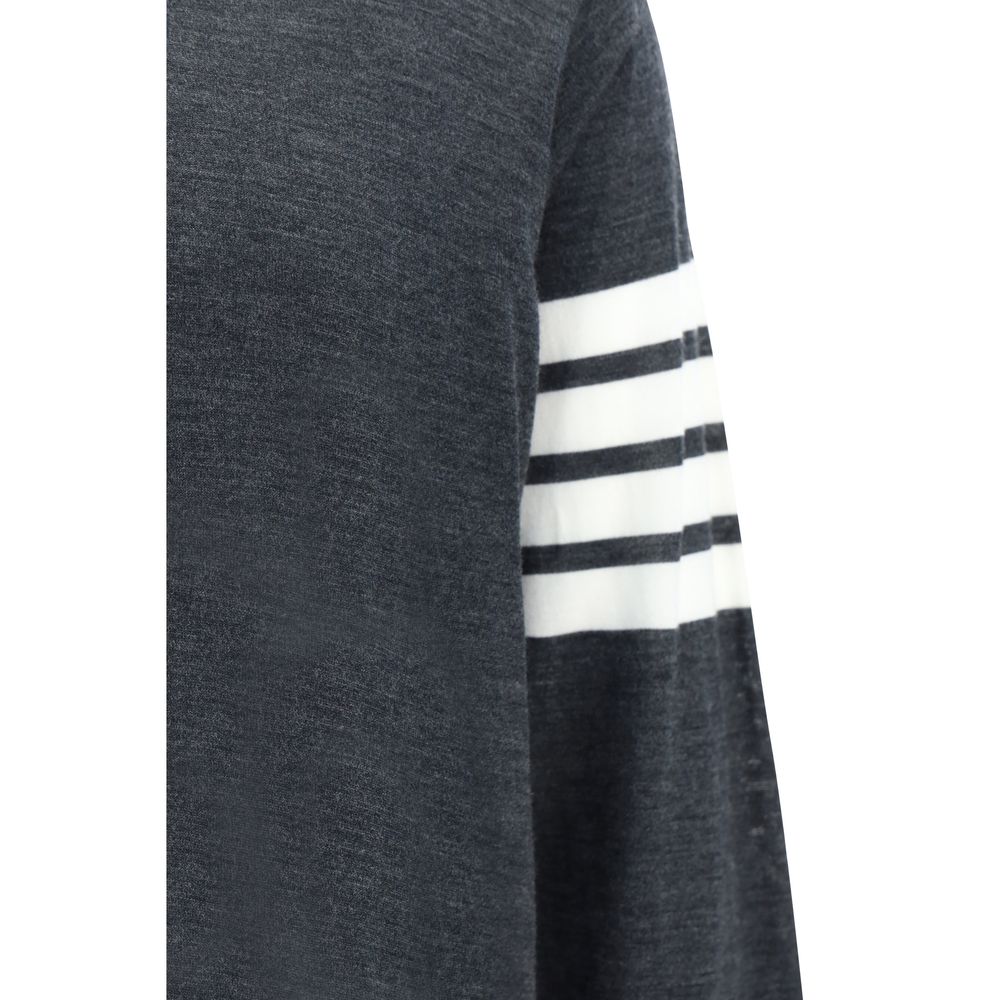 Sweatshirt by Thom Browne for men in virgin wool gray & striped features a unrivaled silhouette with a refined crew neckline and unrivaled detailing for a sophisticated look.
