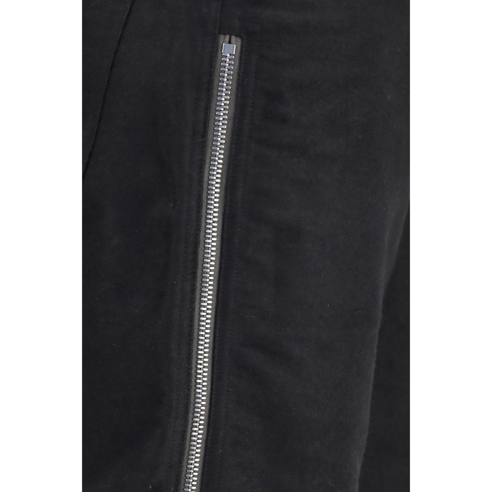 Jeans by Rick Owens for men in denim & merino wool black & herringbone features an sartorial straight-leg & regular-fit and long with a low rise cut for a sartorial finish.