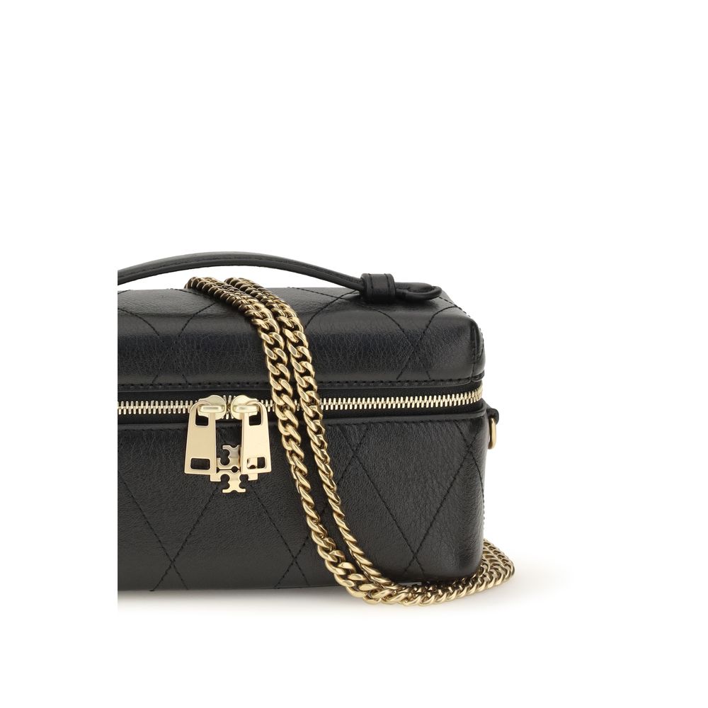 Quilted Makeup Bag by Tory Burch for women in bos taurus calf grained leather black features a plush Charlie Bos Taurus Calf Grained Leather Quilted Makeup Bag design, finished with a secure zipper, ample , and versatile adjustable-strap & handle.