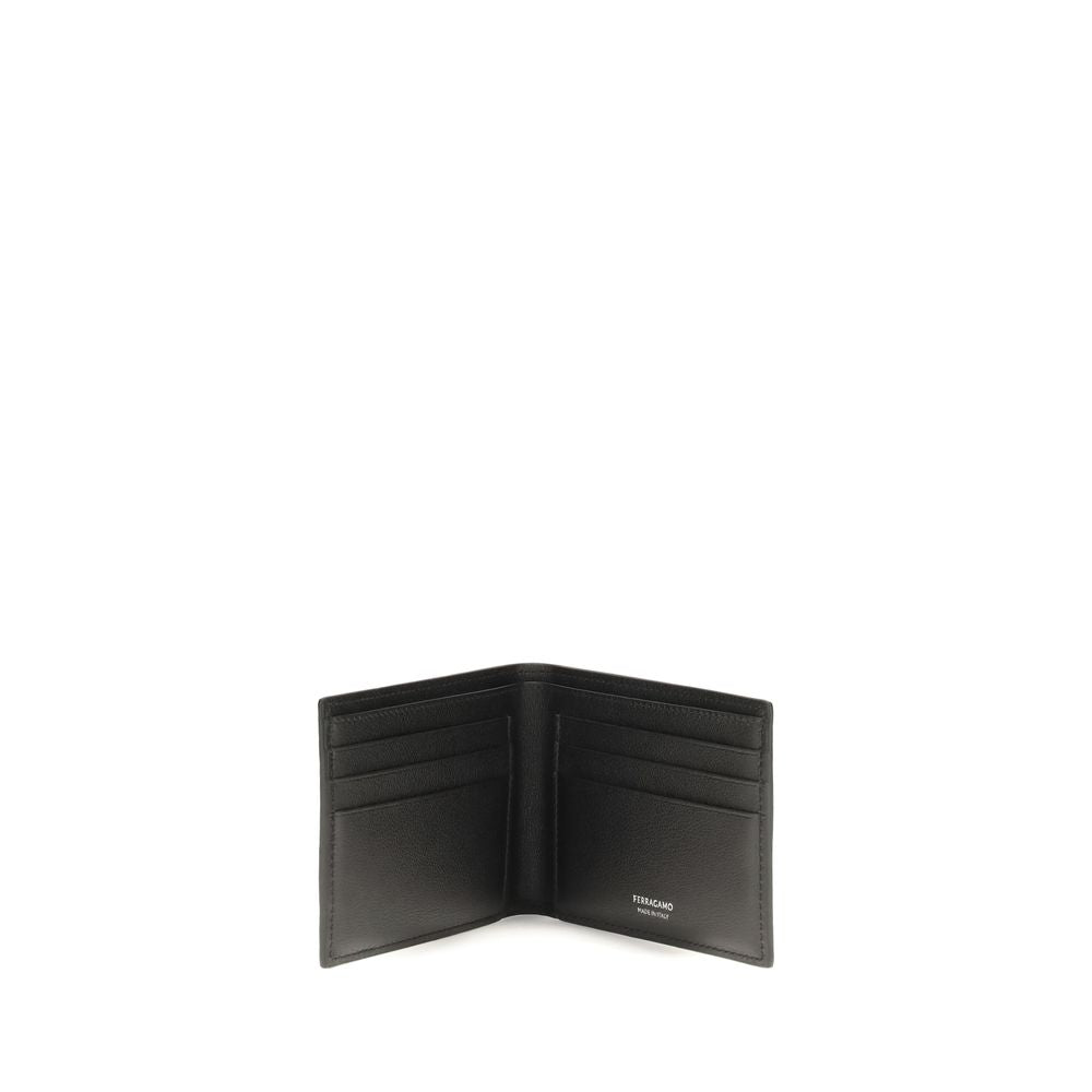 Cardholder Wallet by Ferragamo for men in bos taurus calf leather black, patterned & signature features a sleek silhouette, showcasing the sleek Bos Taurus Calf Leather Cardholder Wallet design with sophisticated card-organization compact-design for a premium look.