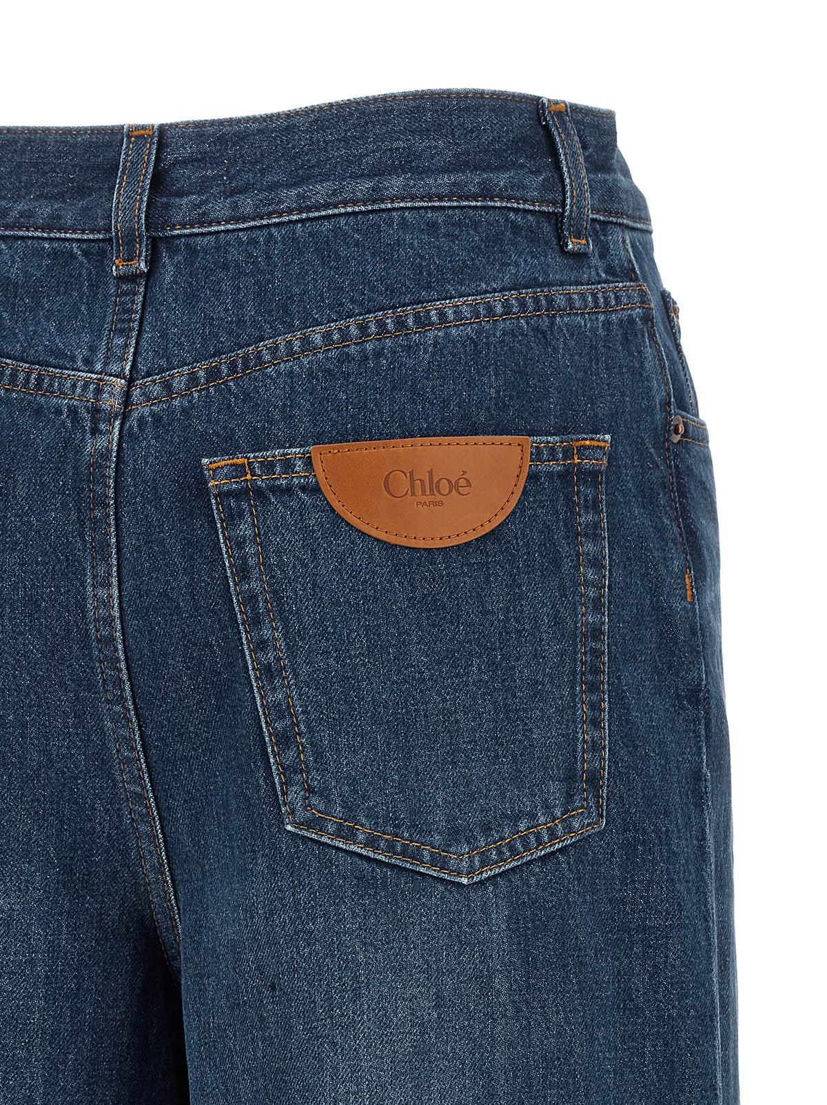 Jeans by Chloé for women in cotton denim blue presents a tailored silhouette, showcasing a tailored and long cut with a refined for a truly tailored aesthetic.