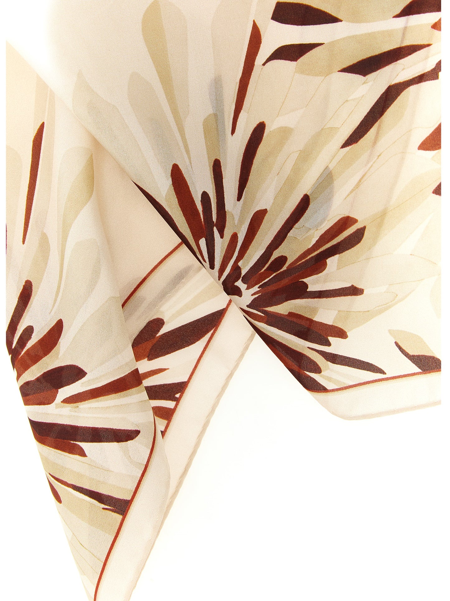 Scarf by Brunello Cucinelli for women in silk beige, floral & print presents a effortlessly chic silhouette, artfully capturing the essence of the effortlessly chic Silk Scarf design for a sophisticated look.