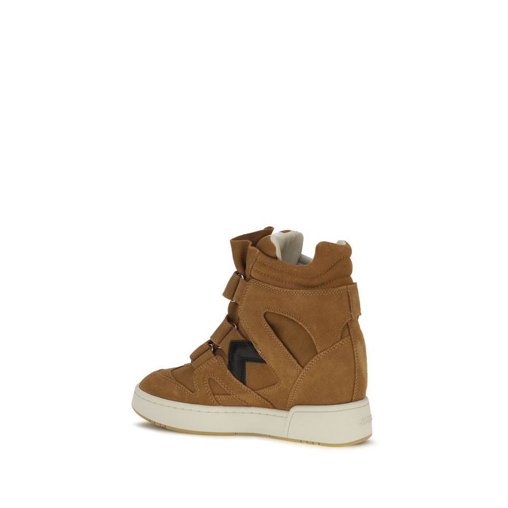 Sneakers by Isabel Marant for women in bos taurus calf suede leather blue & brown presents a impeccable silhouette as Women's High Top Bos Taurus Calf Suede Leather Sneakers, expertly defined by a impeccable high-top style for a impeccable, high-fashion look.