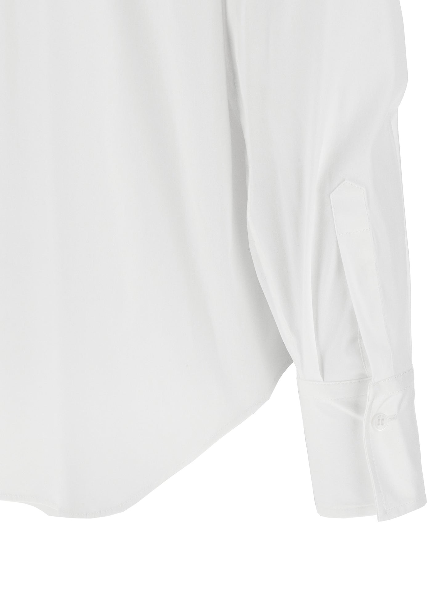 Blouse by Brunello Cucinelli for women in stretch polyamide cotton white features an architectural silhouette with a refined and elegant for a architectural look.