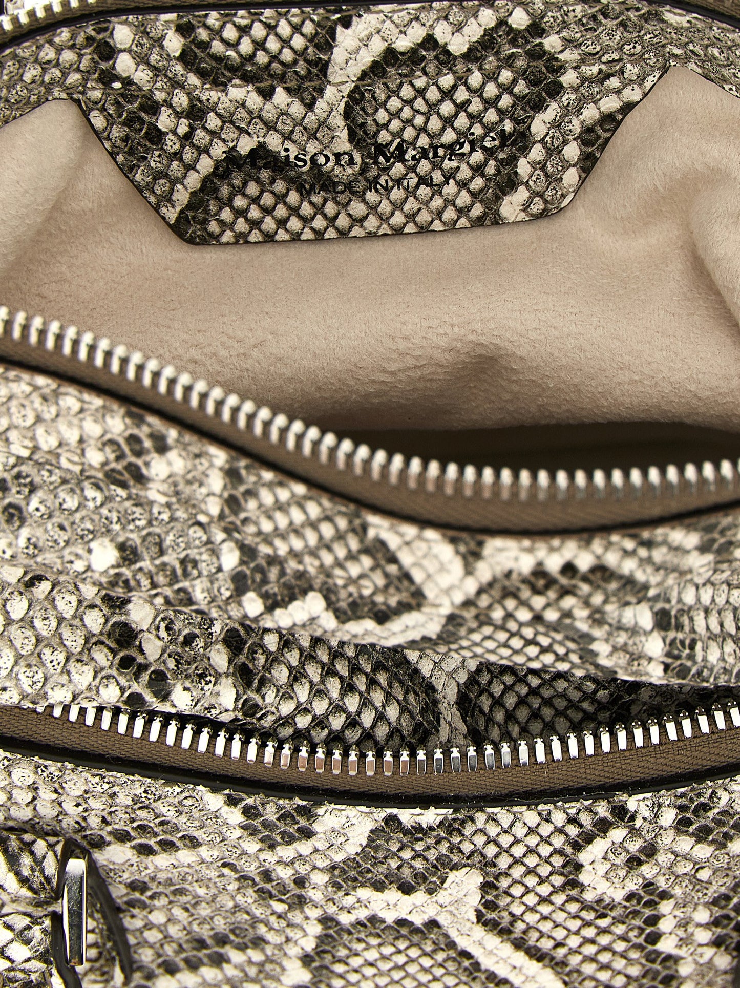 Mini Shoulder Bag by Maison Margiela for women in pvc & leather gray, silver, signature-print & print features a enviable silhouette, showcasing a secure , ample , and enviable shoulder-strap for a enviable finish.