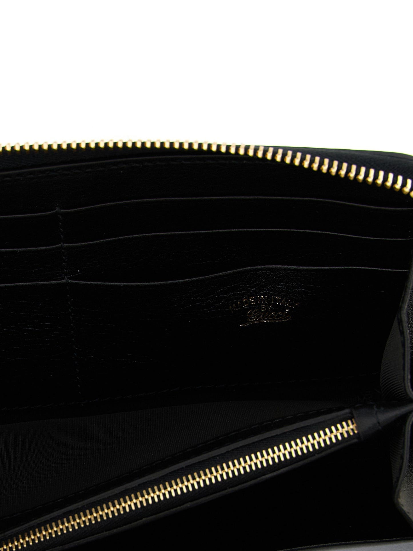Cardholder Card Case by Gucci for women in calfskin leather black & signature features a polished Horsebit Calfskin Leather Cardholder Card Case design with polished card-organization zip-around.