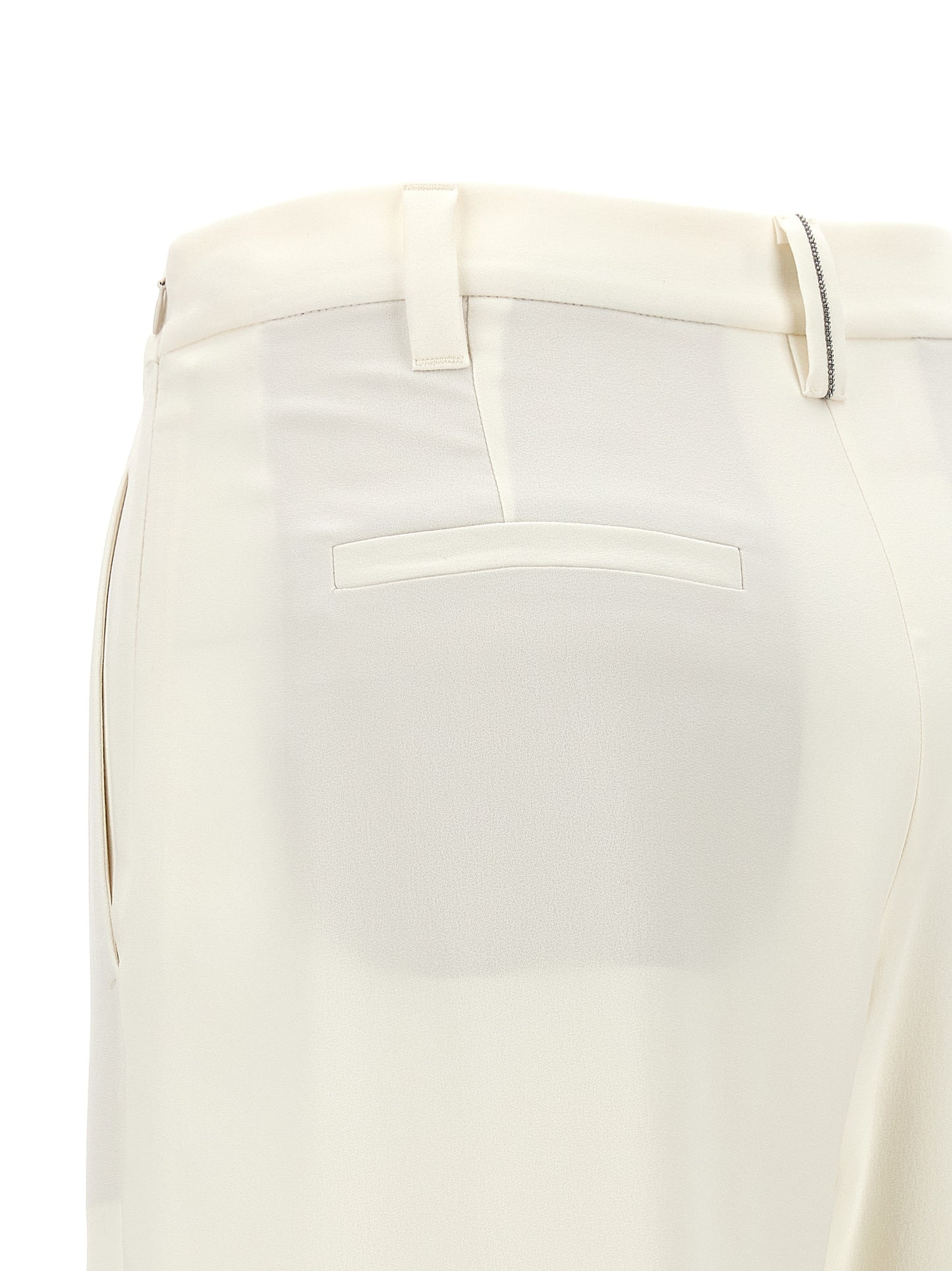 Brunello Cucinelli White Silk Casual Pants