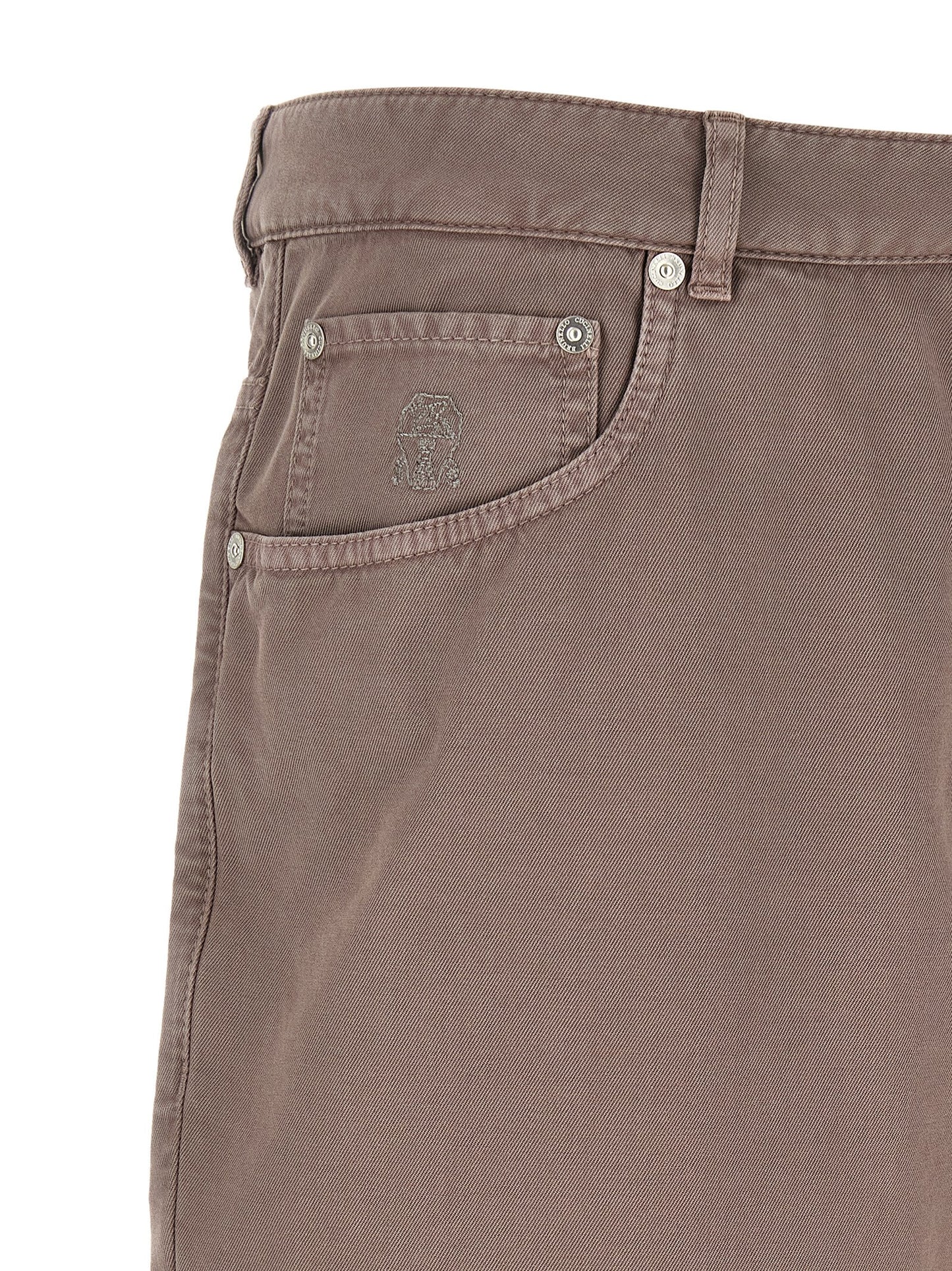 Trousers by Brunello Cucinelli for men in cotton brown features a artisanal silhouette, showcasing a sophisticated straight-leg with a long and for a artisanal finish.