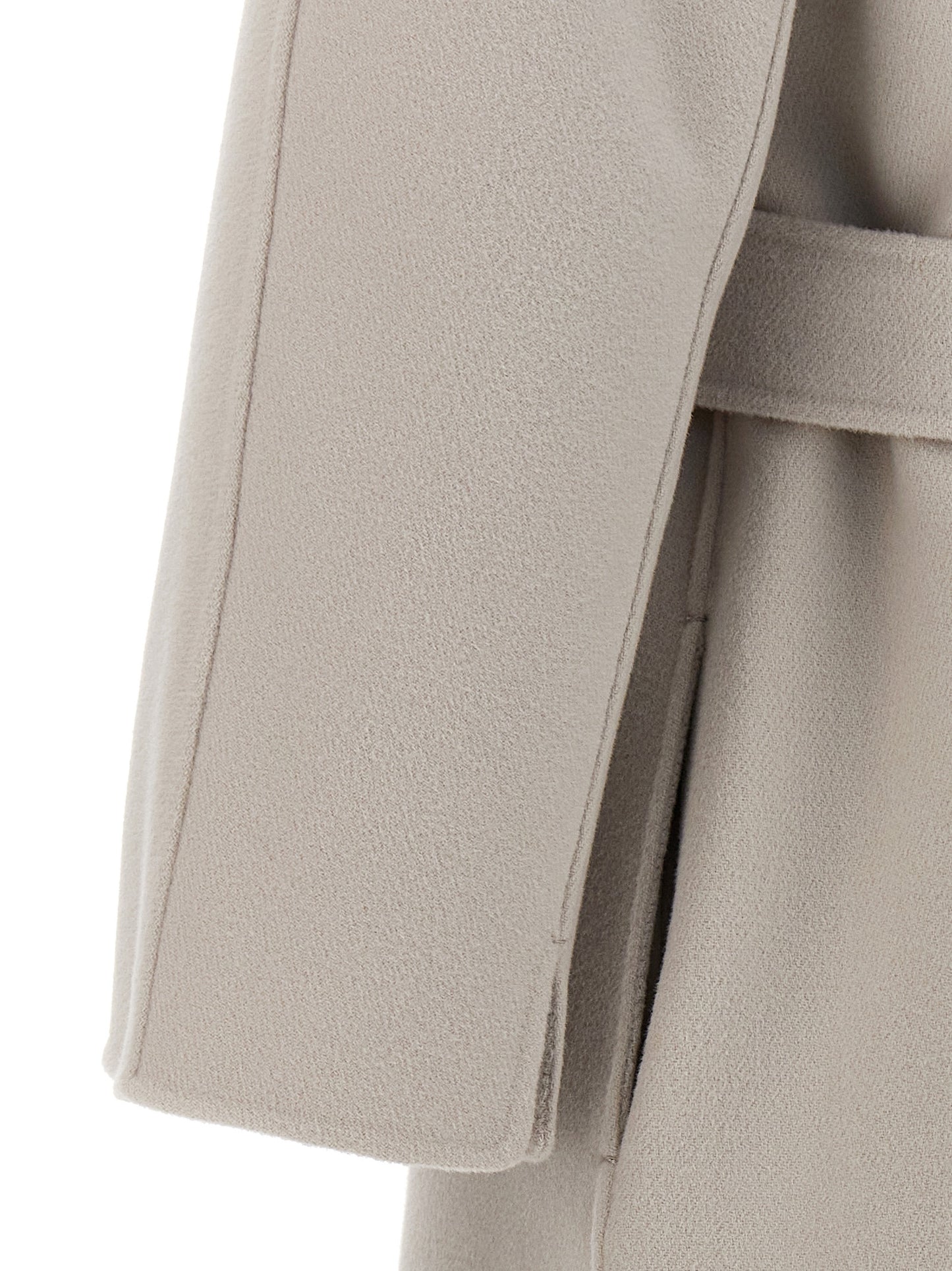 Overcoat by S Max Mara for women in virgin wool beige showcases a enveloping silhouette, detailed with distinctive and a enveloping .