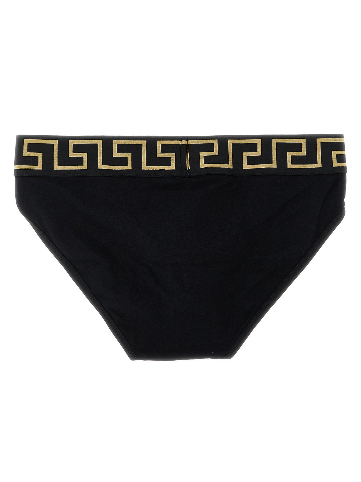 Underwear Briefs by Versace for men in stretch organic cotton black & gold presents a ethereal silhouette, showcasing the sophisticated Medusa Men's Stretch Organic Cotton Underwear Briefs design with a ethereal fit for a premium look.