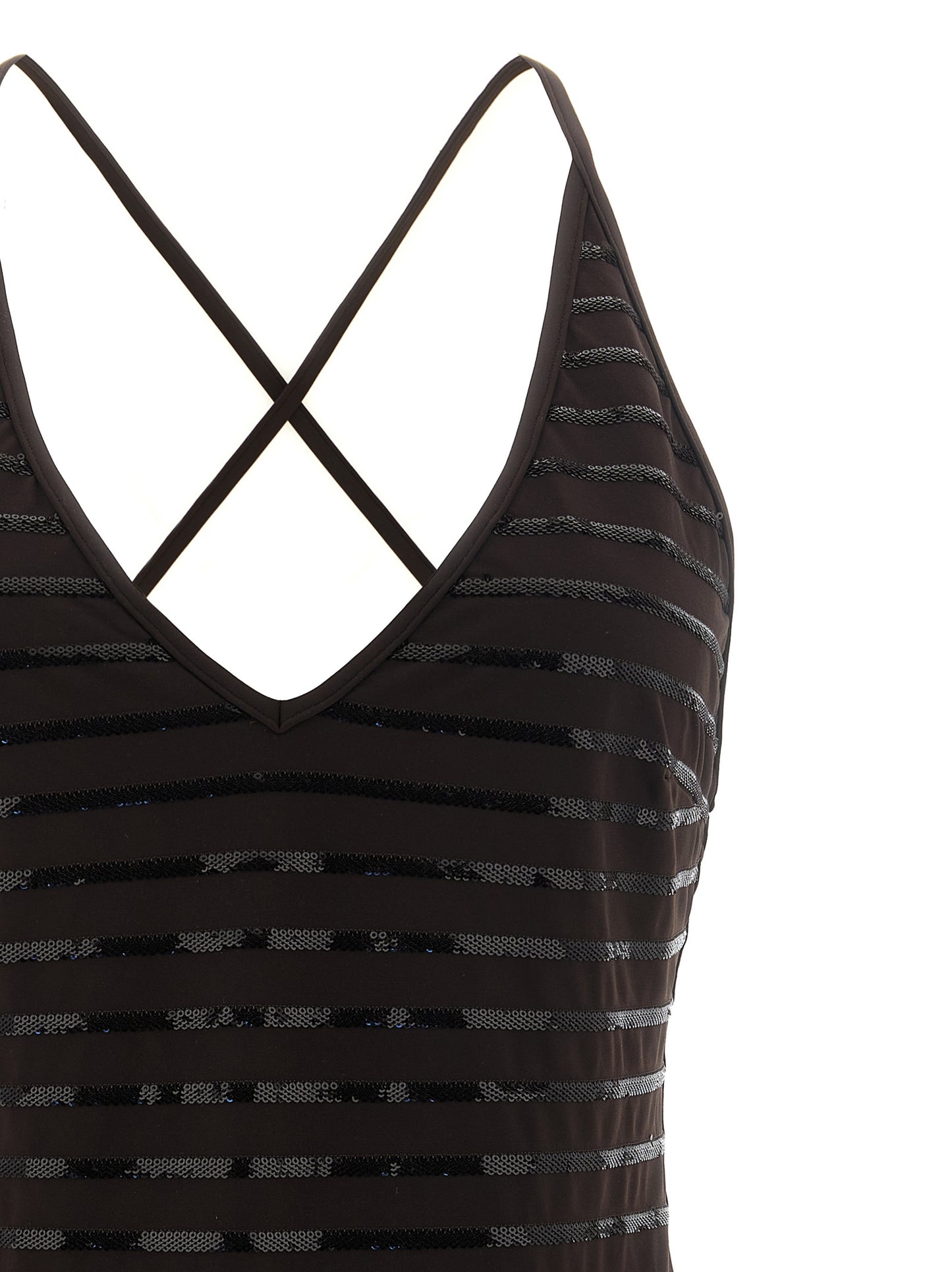 Brunello Cucinelli Women's Polyamide Sequins One-Piece Swimsuit - Brown Striped