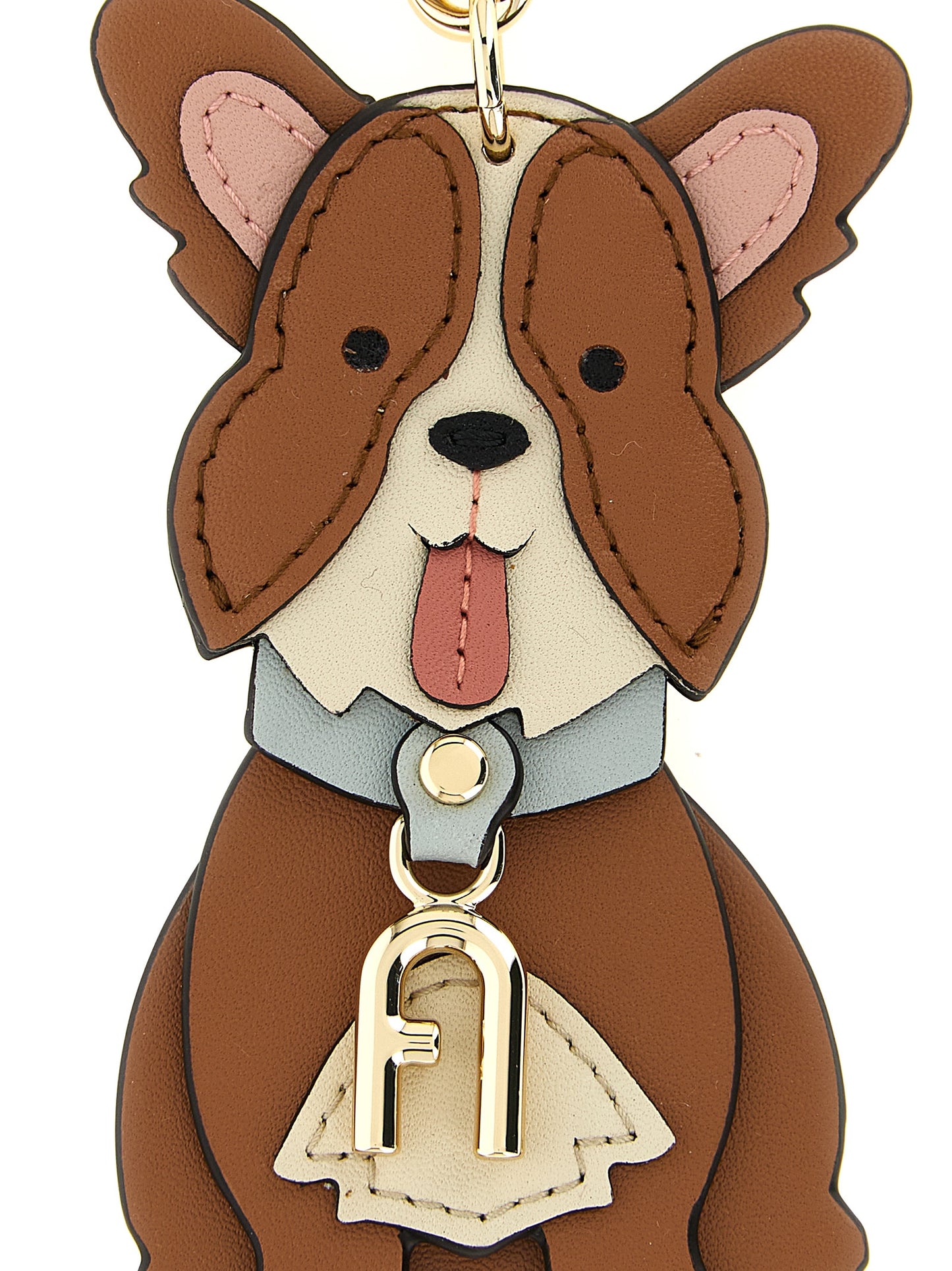 This Keychain by Furla for women in calfskin leather and blue, brown, cream & gold showcases a couture-inspired aesthetic, meticulously highlighting the and with a finish.