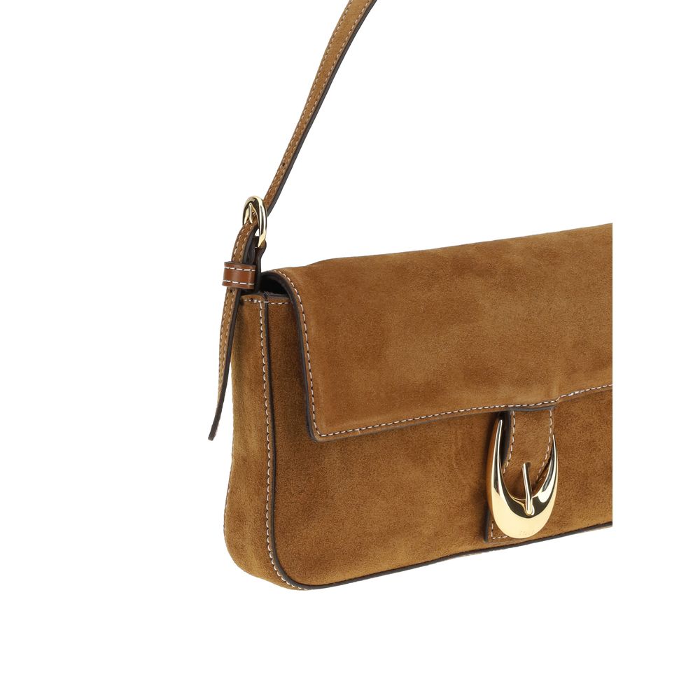 Shoulder Flap Bag by Staud for women in bos taurus calf suede leather brown presents a versatile silhouette, showcasing a secure flap, magnetic & buckle and versatile with versatile shoulder-strap & adjustable-strap for a sophisticated look.