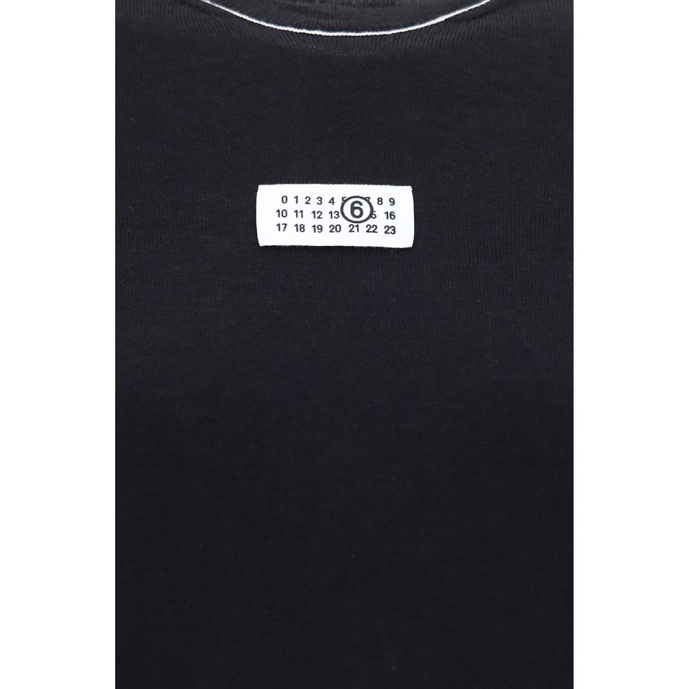 Activewear T-Shirt by MM6 for women in acrylic virgin merino wool black, brown, white & signature features a versatile silhouette, showcasing a versatile and detailed with high-performance for a premium look.