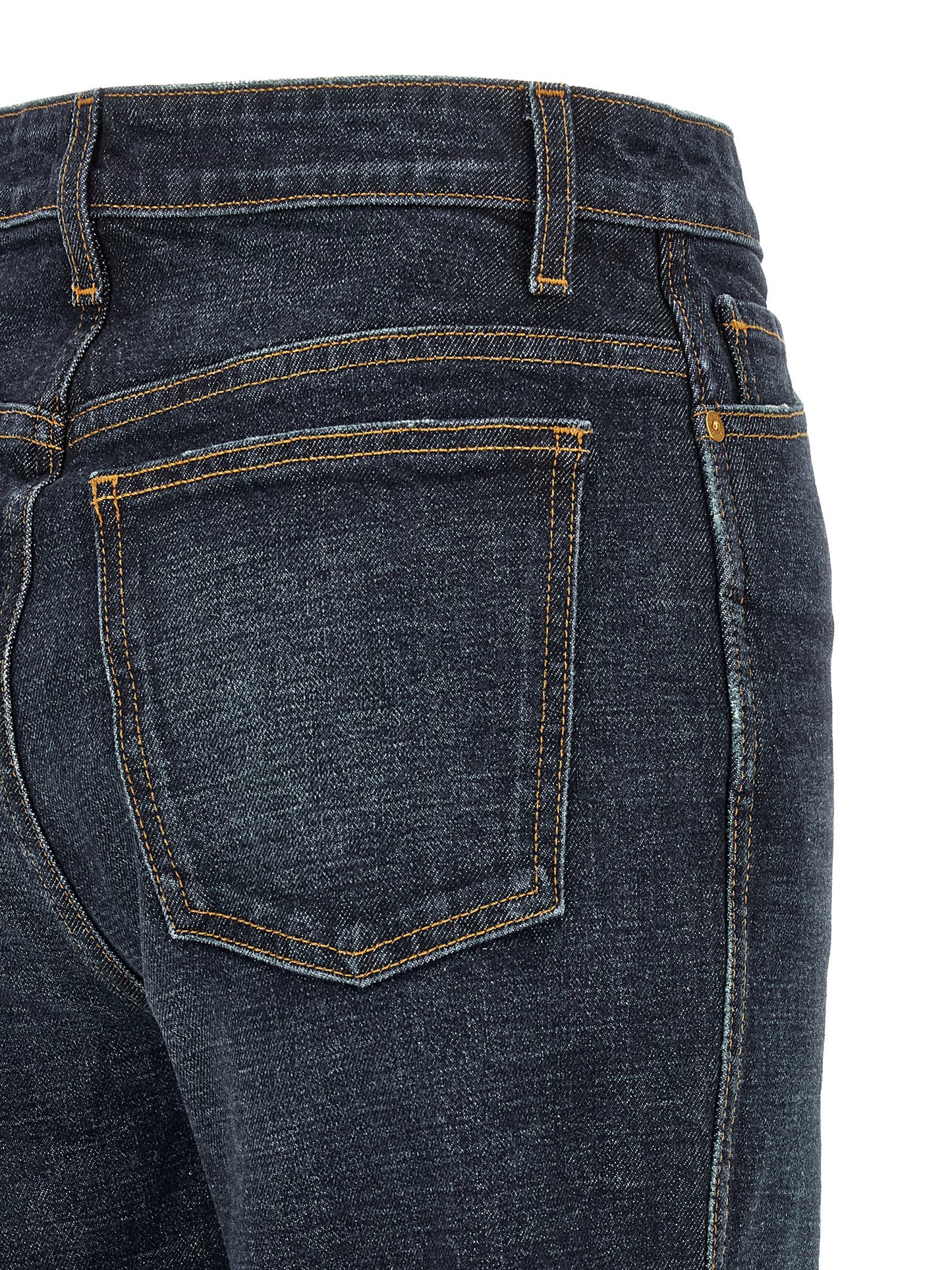 Jeans by Khaite for women in denim cotton & polyurethane dark-blue features an refined tailoring silhouette, showcasing a premium flared & cropped with a high rise and cropped cut for a refined tailoring look.