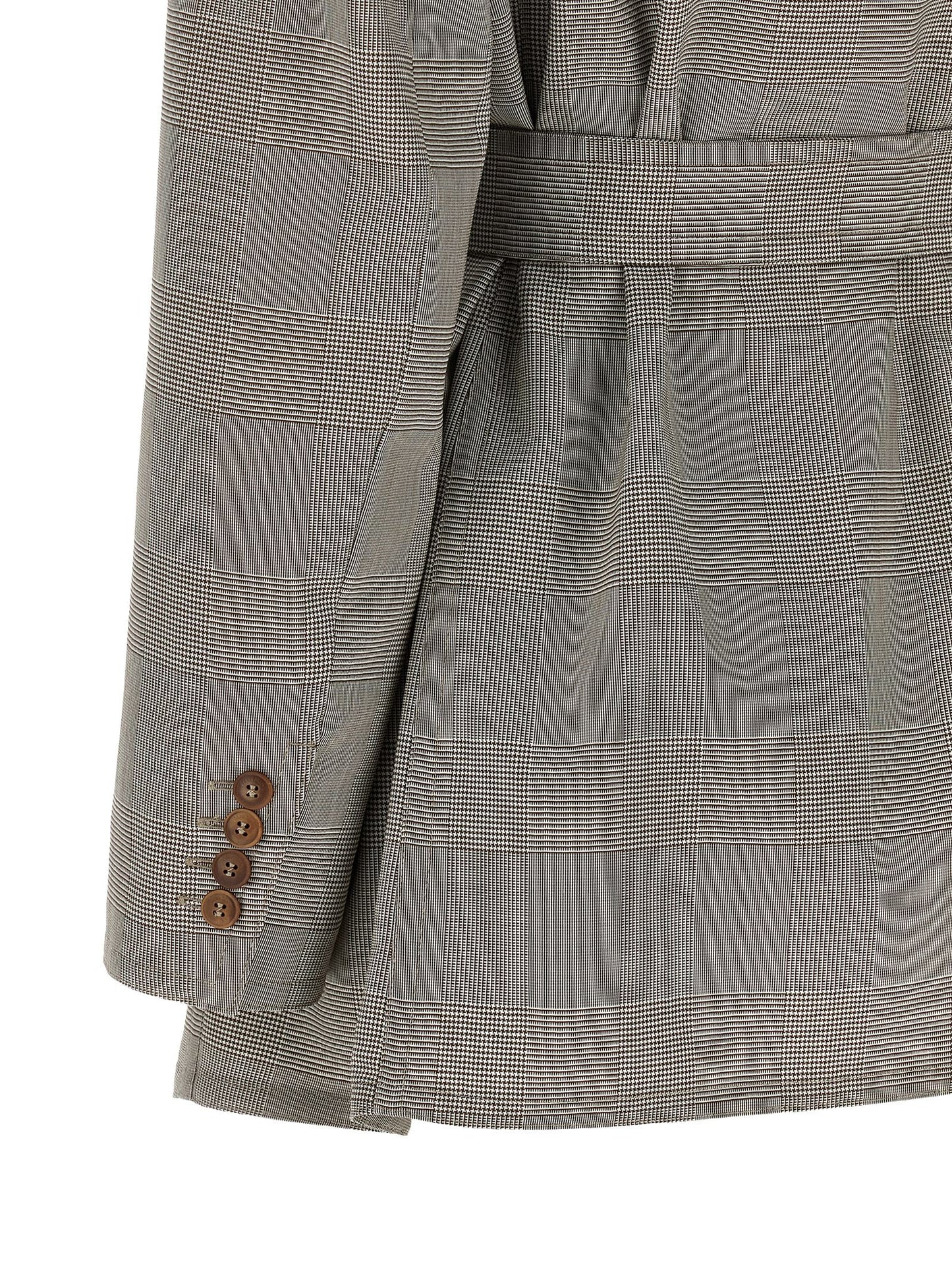 Blazer by Max Mara for women in virgin wool brown & gray presents a distinguished silhouette, detailed with a distinguished wrap neckline and distinctive for a truly sophisticated finish.