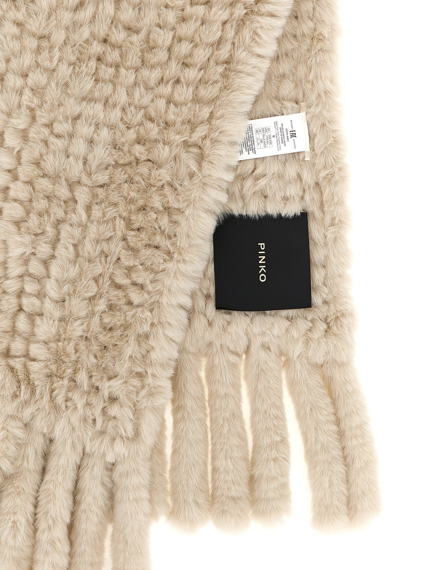Scarf by PINKO for women in polyester black, gray, light-grey & white showcases a eye catching silhouette, artfully capturing the essence of the eye catching Polyester Shawl Fringes Scarf design for a sophisticated look.