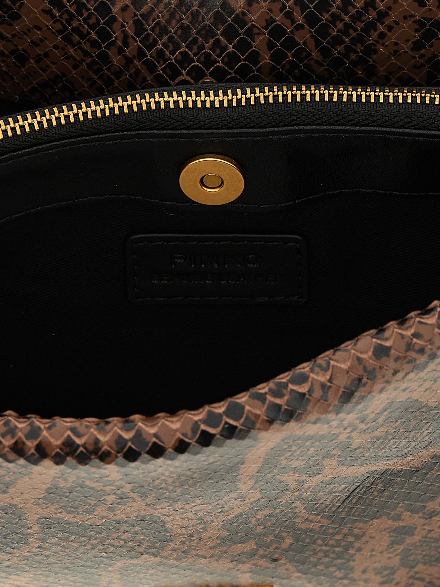 2-in-1 Shoulder & Crossbody Handbag by PINKO for women in calfskin leather black, brown, gold, signature & print showcases a versatile sophistication silhouette, featuring a secure zipper, versatile sophistication , and versatile crossbody-strap, shoulder-strap & adjustable-strap for a versatile sophistication finish.