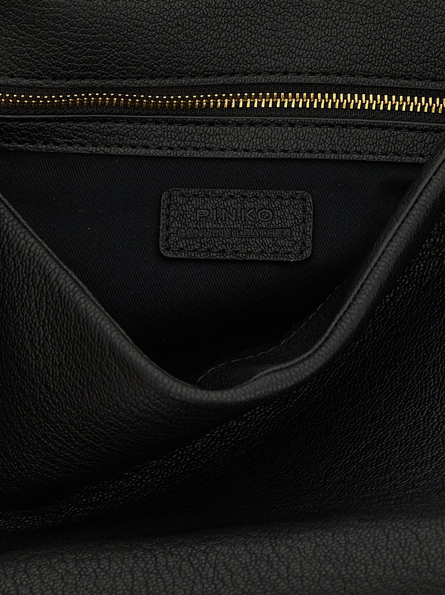Shoulder Bag by PINKO for women in lamb leather black & gold features a statuesque silhouette, showcasing a secure zipper & buckle and statuesque with versatile shoulder-strap for a statuesque finish.