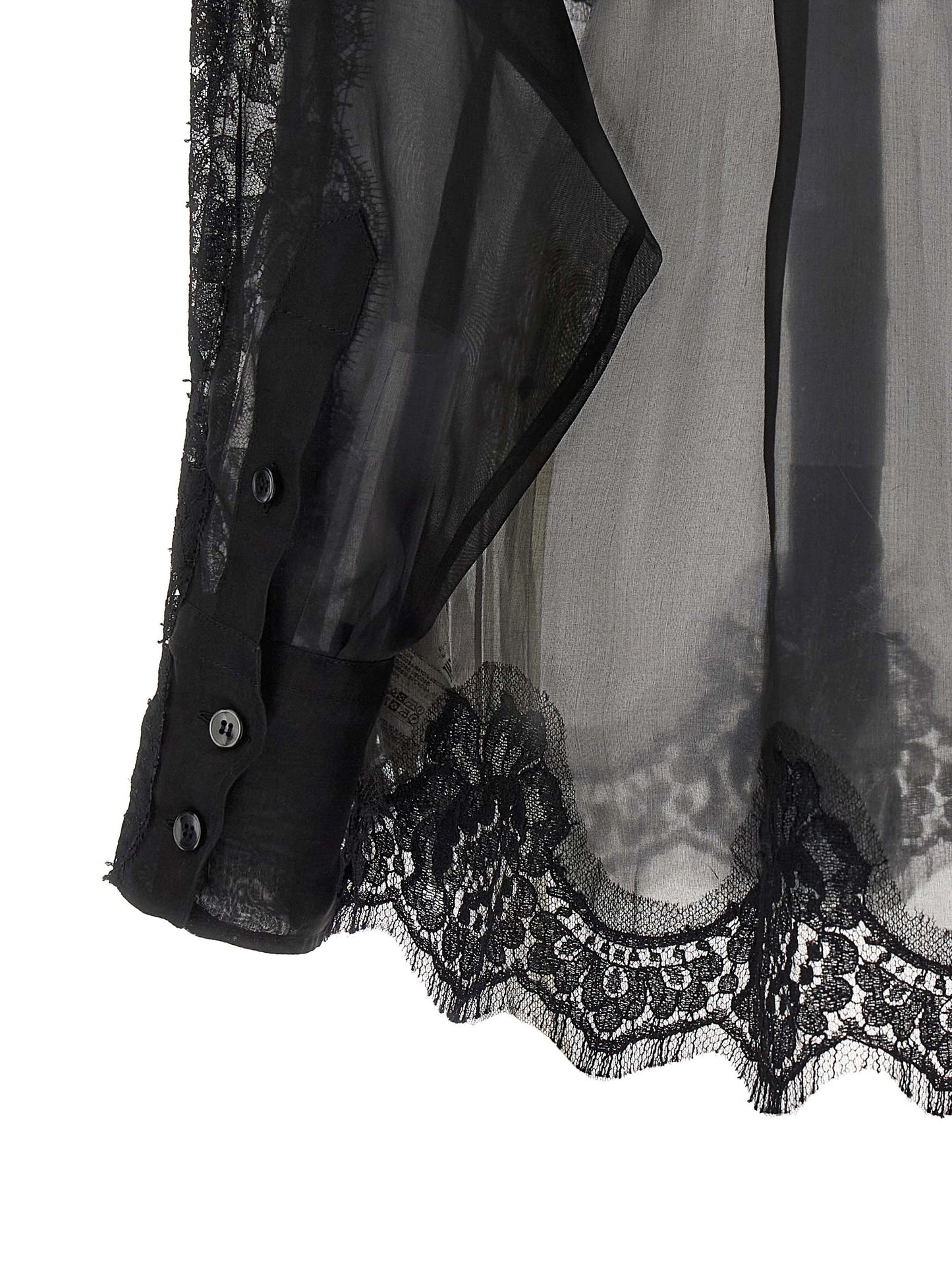 Blouse by Dolce & Gabbana for women in cashmere cotton silk & viscose black showcases a sharp silhouette, elegantly detailed with a sharp and sharp .